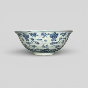 Ming Period Blue and White Floral Bowl