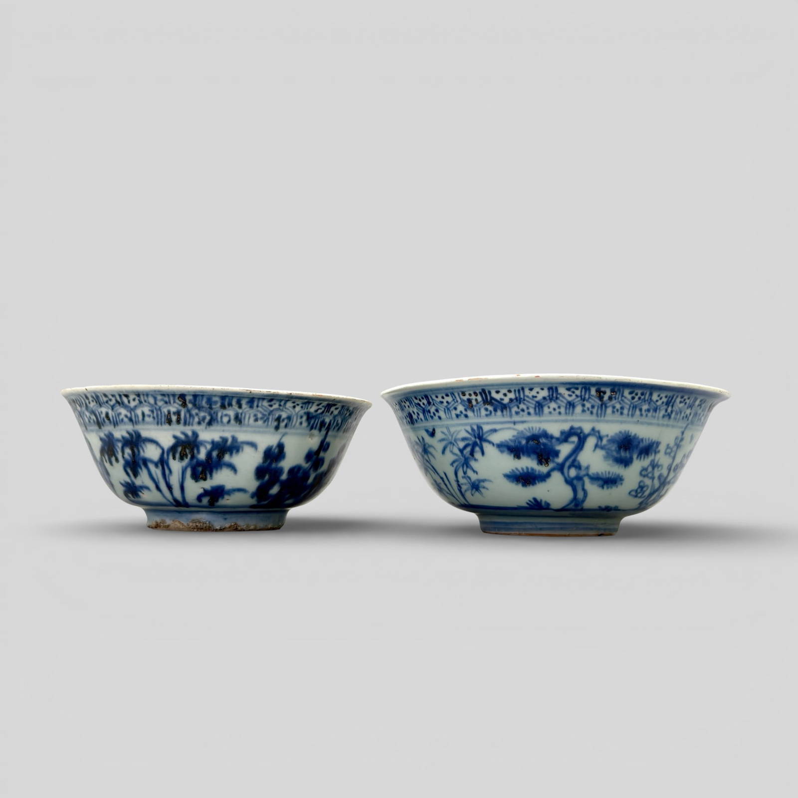 Pair of Blue and White Ming Bowls