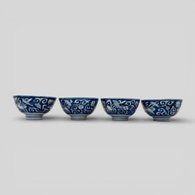 Four Ming Blue and White Tea Bowls