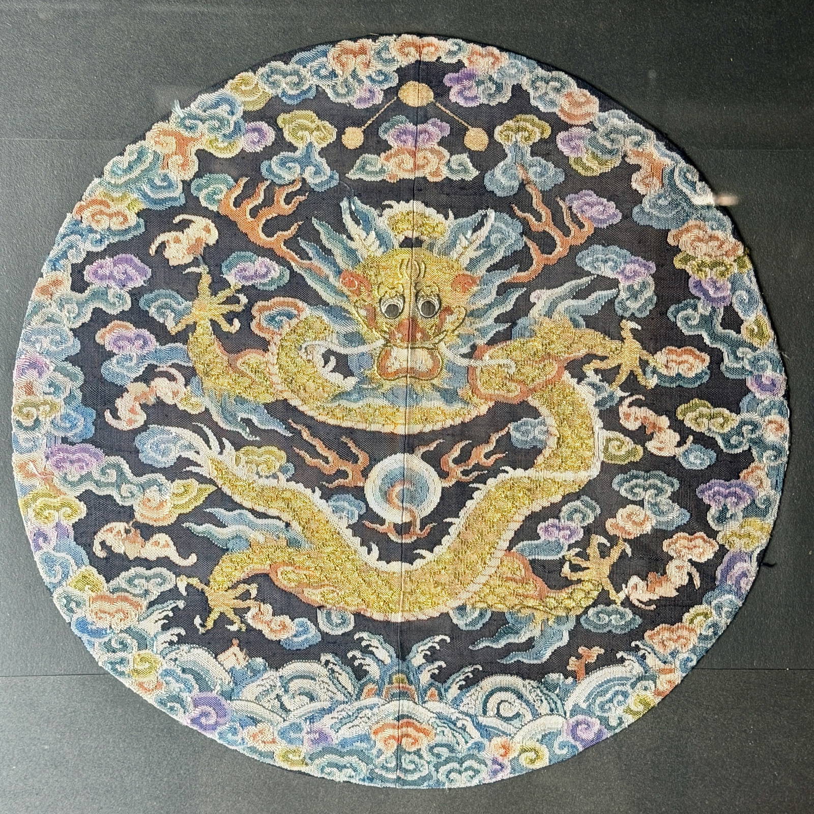 Silk Embroidered Dragon Roundel