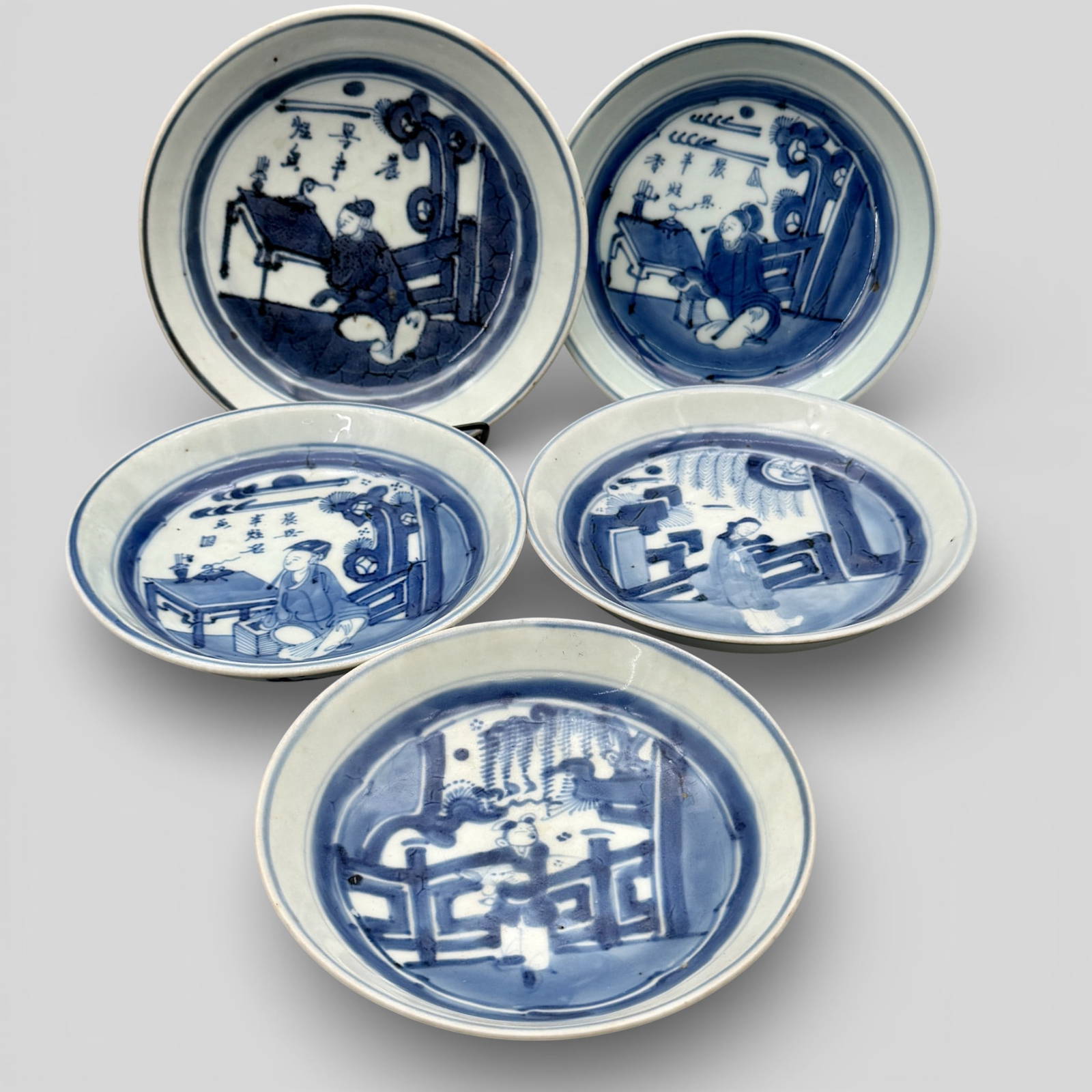 Qing Dynasty Blue/White Scholar's Bowls