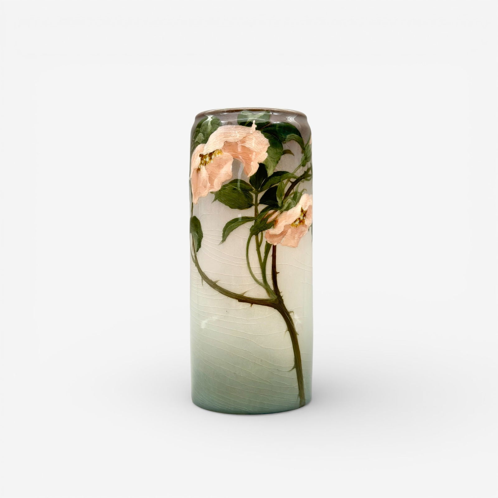 Rookwood iris glaze vase, pink roses, Diers (1 of 4)