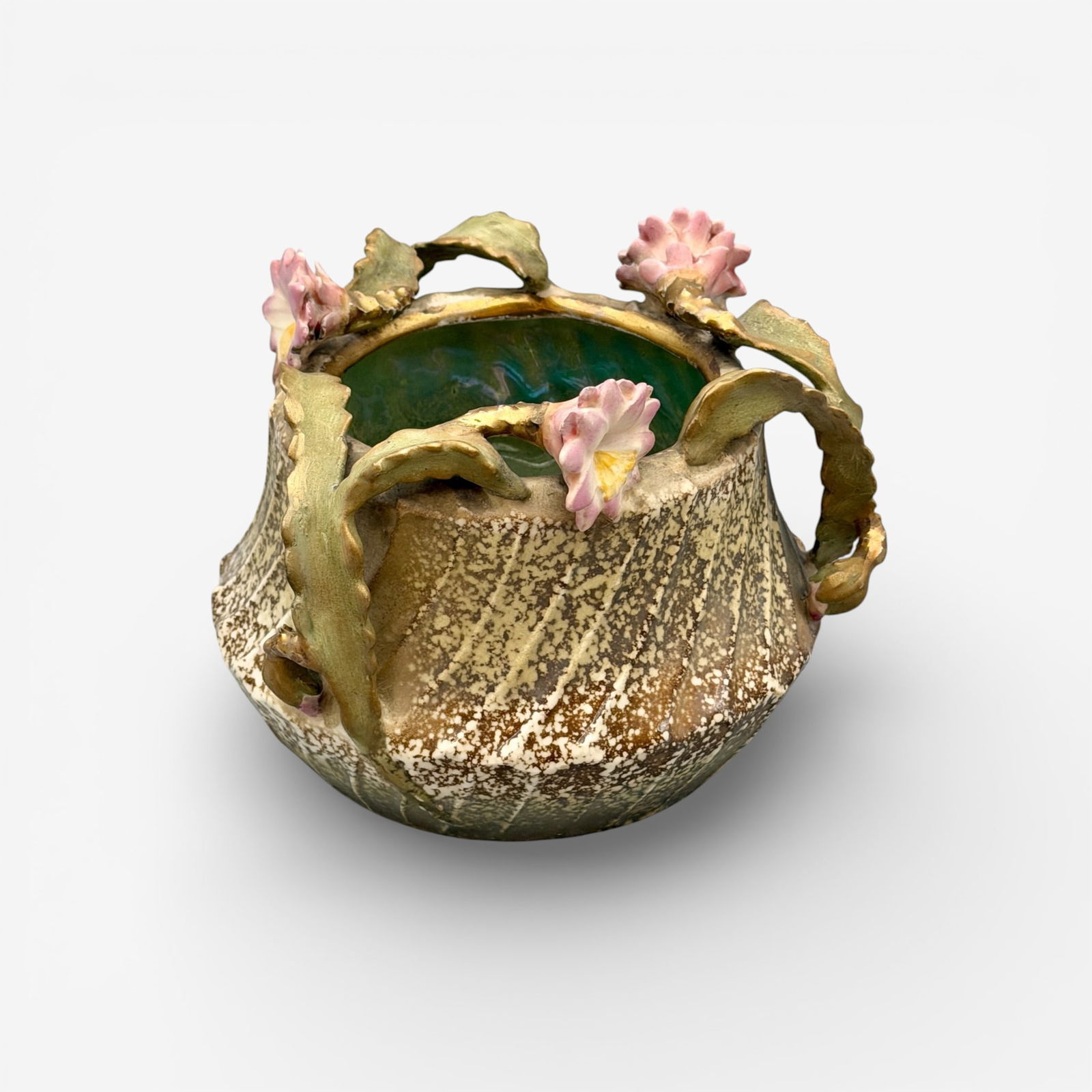 Amphora-Stellmacher "Cactus Flower" vase: Amphora "Cactus Flower" vase, Edward Stellmacher, circa 1905. Impressed Stellmacher logo, Stellmacher Teplitz logo in red. Height 5 1/4 inches.