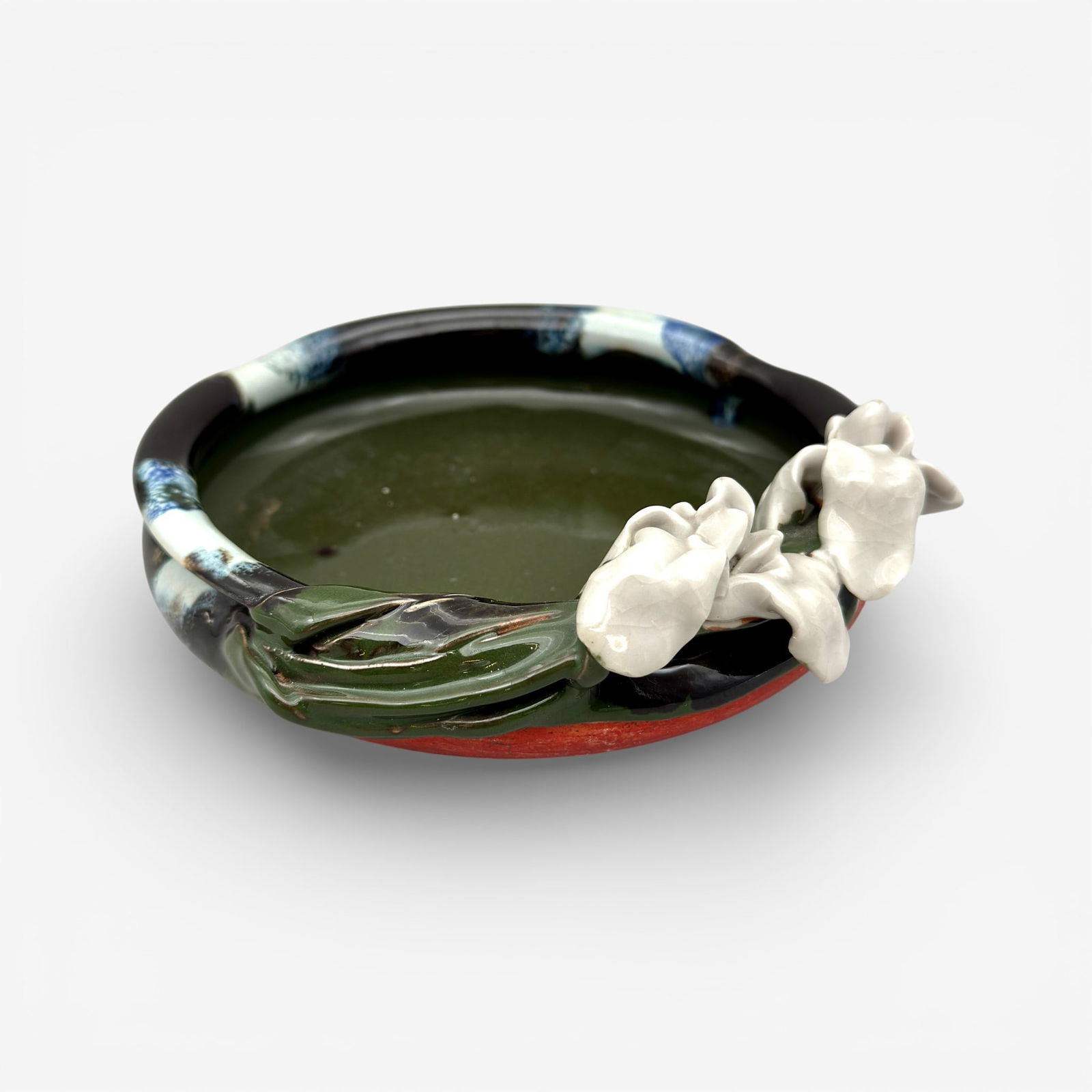 Sumida Gawa bowl, iris flowers on rim (1 of 6)