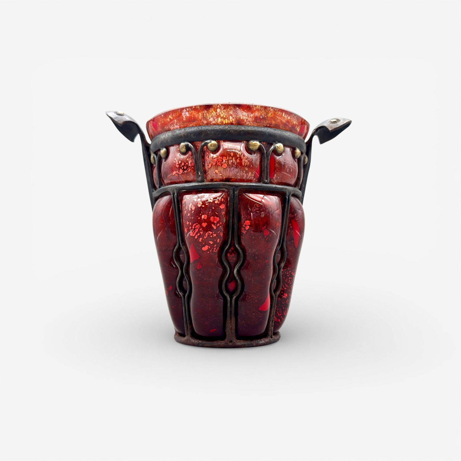 Daum Nancy and L. Marjorelle glass and iron vase (1 of 6)