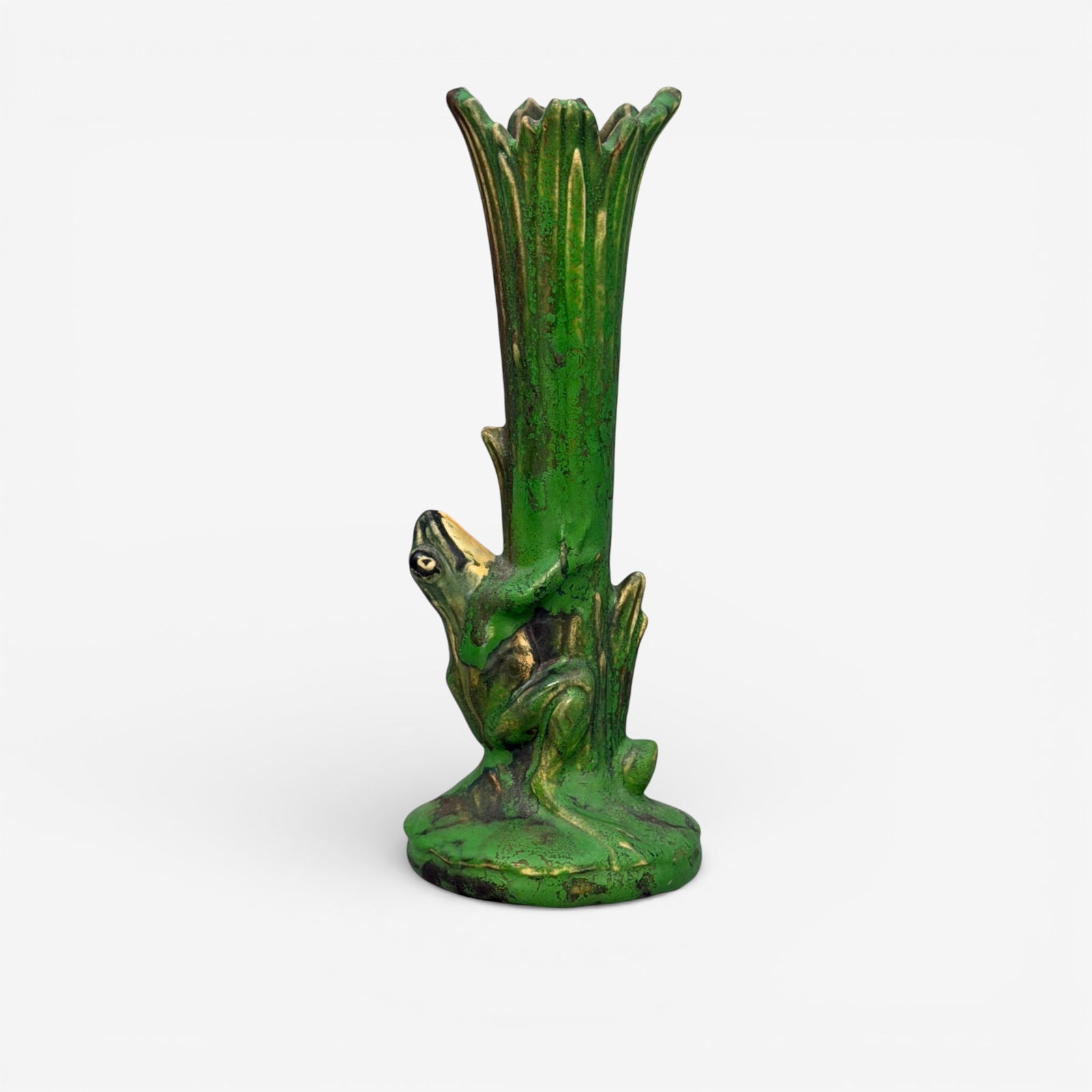 Weller Coppertone bud vase with one frog (1 of 6)