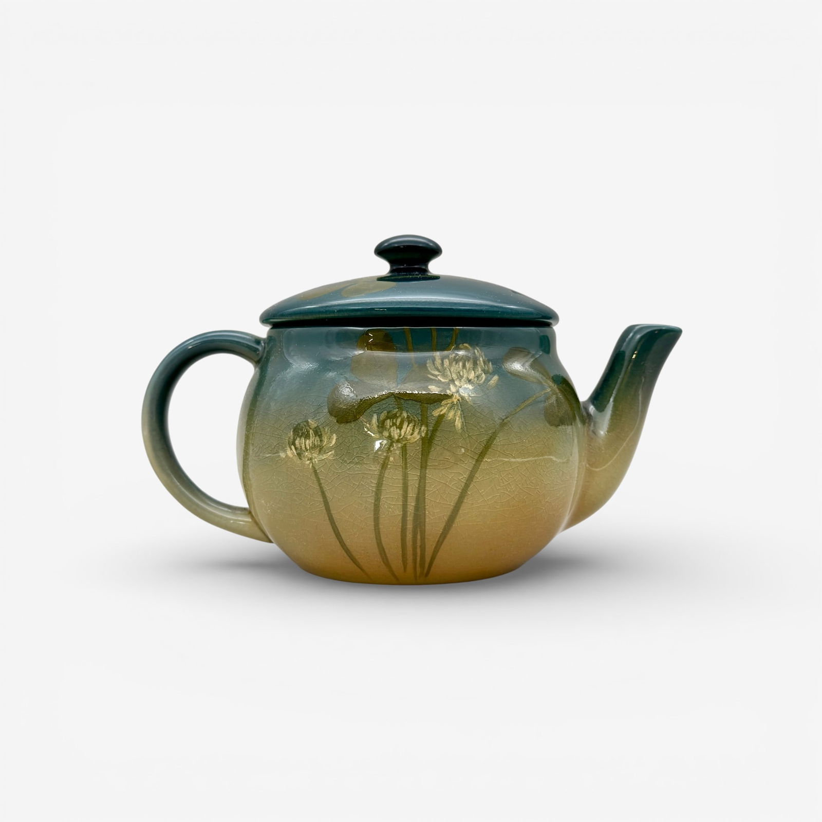 Rookwood Iris glaze teapot, clover, Diers (1 of 4)