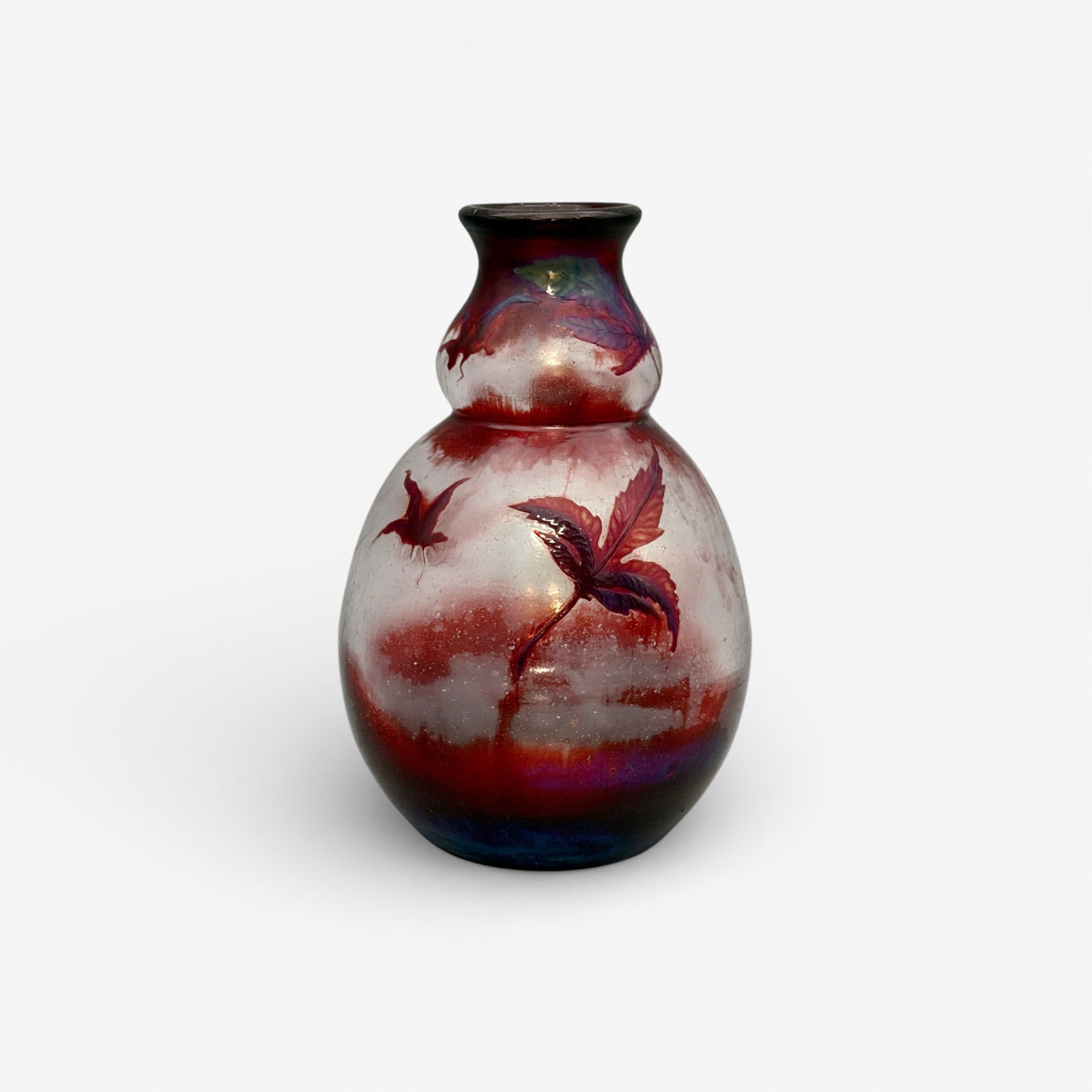 Galle' fire polished cameo vase, autumn leaves (1 of 11)