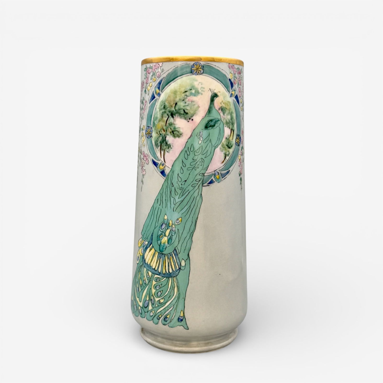 Large China Painting vase, peacocks (1 of 7)