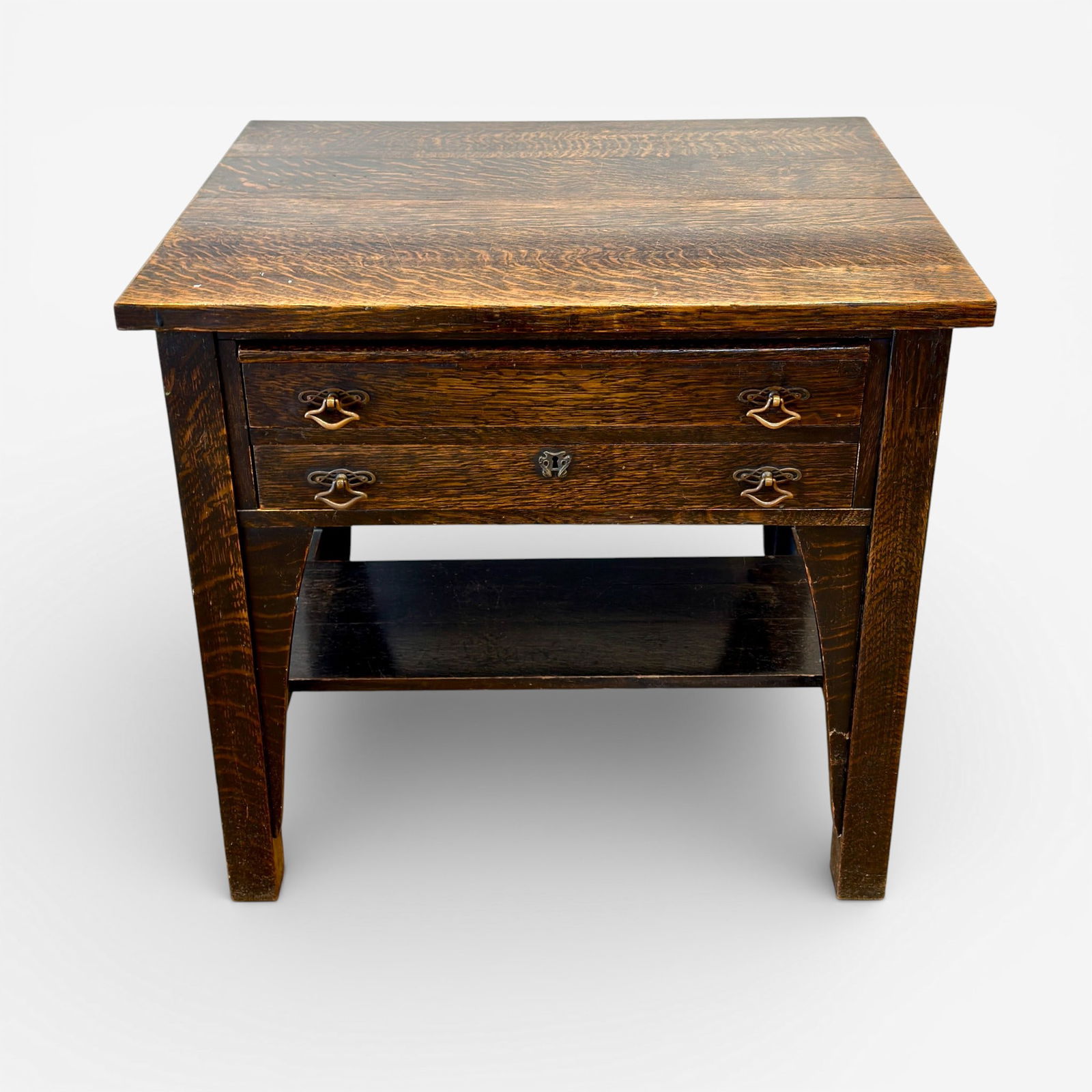 Mission Oak two drawer desk (1 of 8)