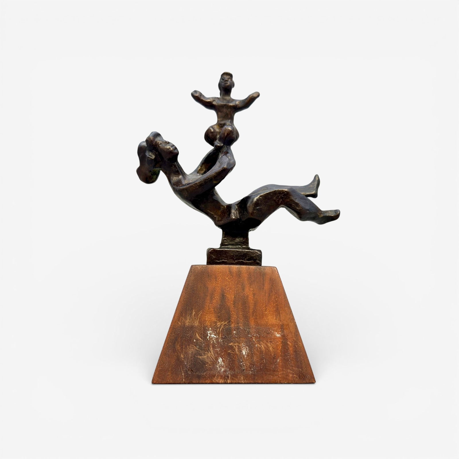 Chaim Gross Mother and Child bronze: Chaim Gross Mother and Child bronze entitled "Caring" on a wooden base. Signed in the bronze plinth. Height 7 3/8 inches.