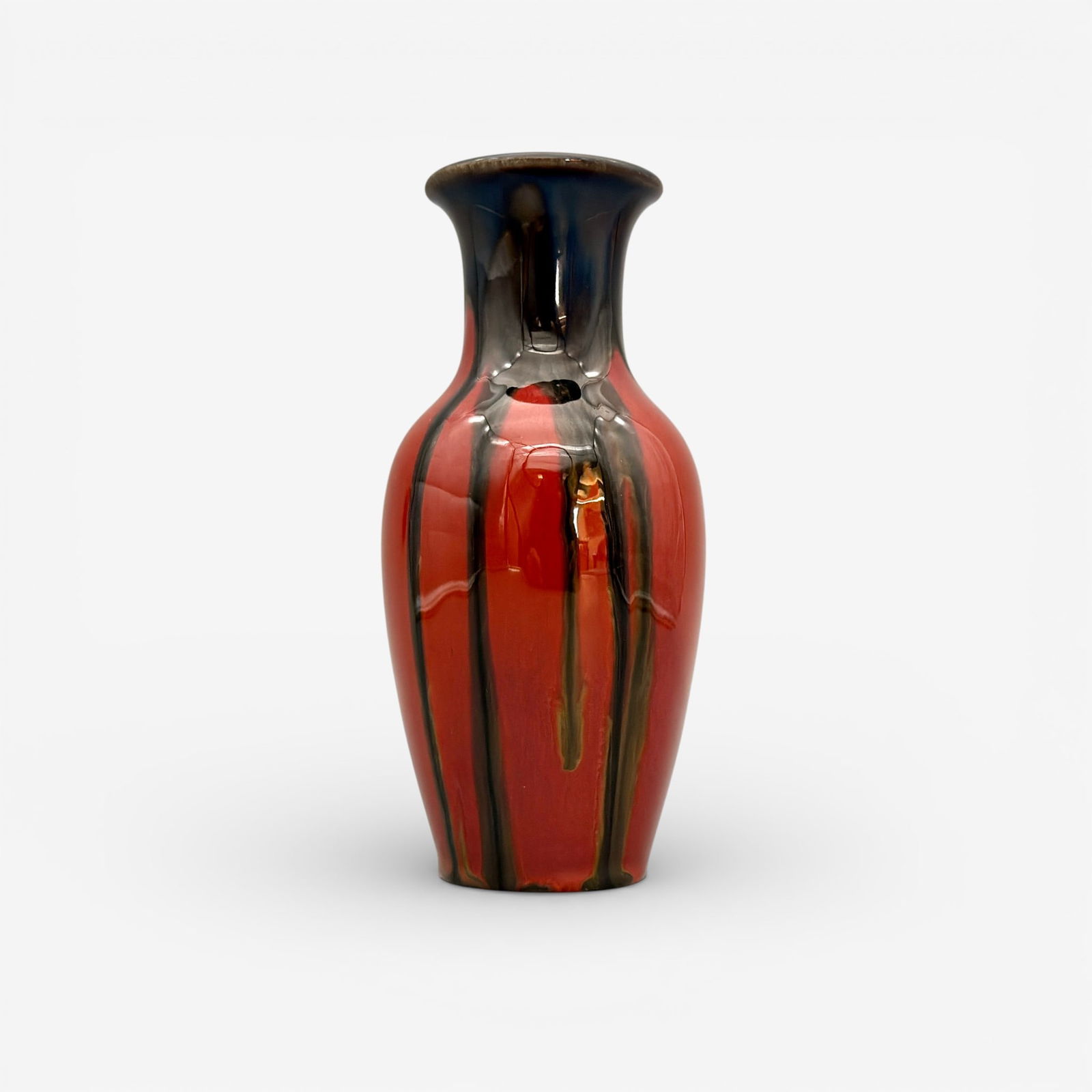 Rookwood 1932 Glaze Effect vase, black over red (1 of 4)