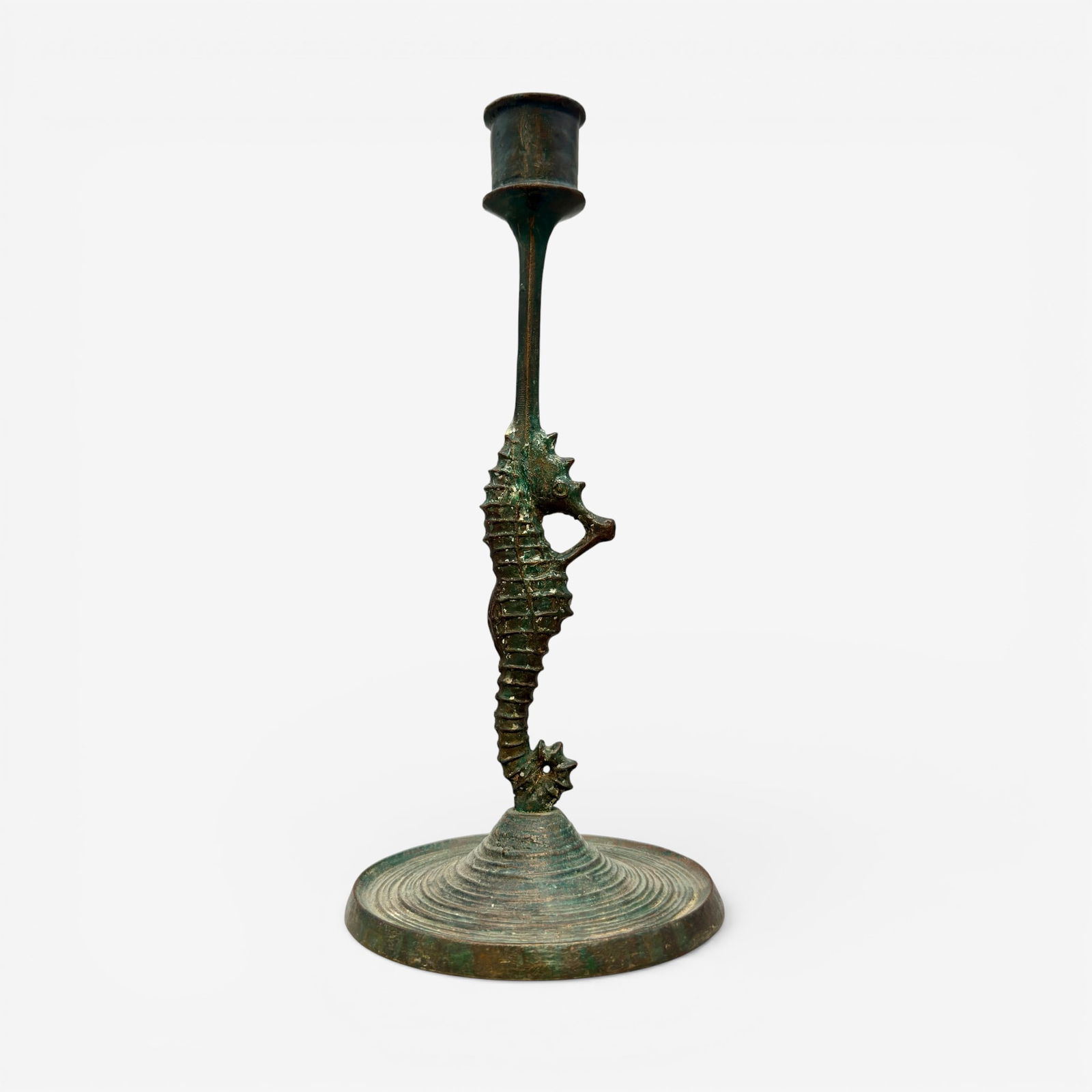 E.T. Hurley single seahorse bronze candlestick (1 of 4)