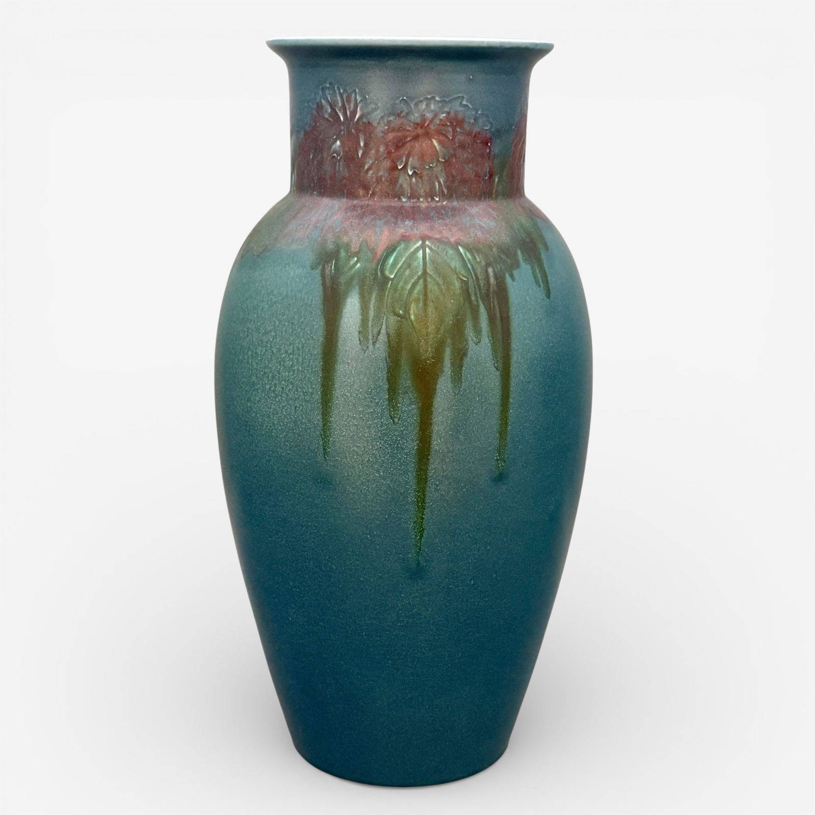 Tall Rookwood decorated mat floral vase, Lincoln, 1920. (1 of 9)