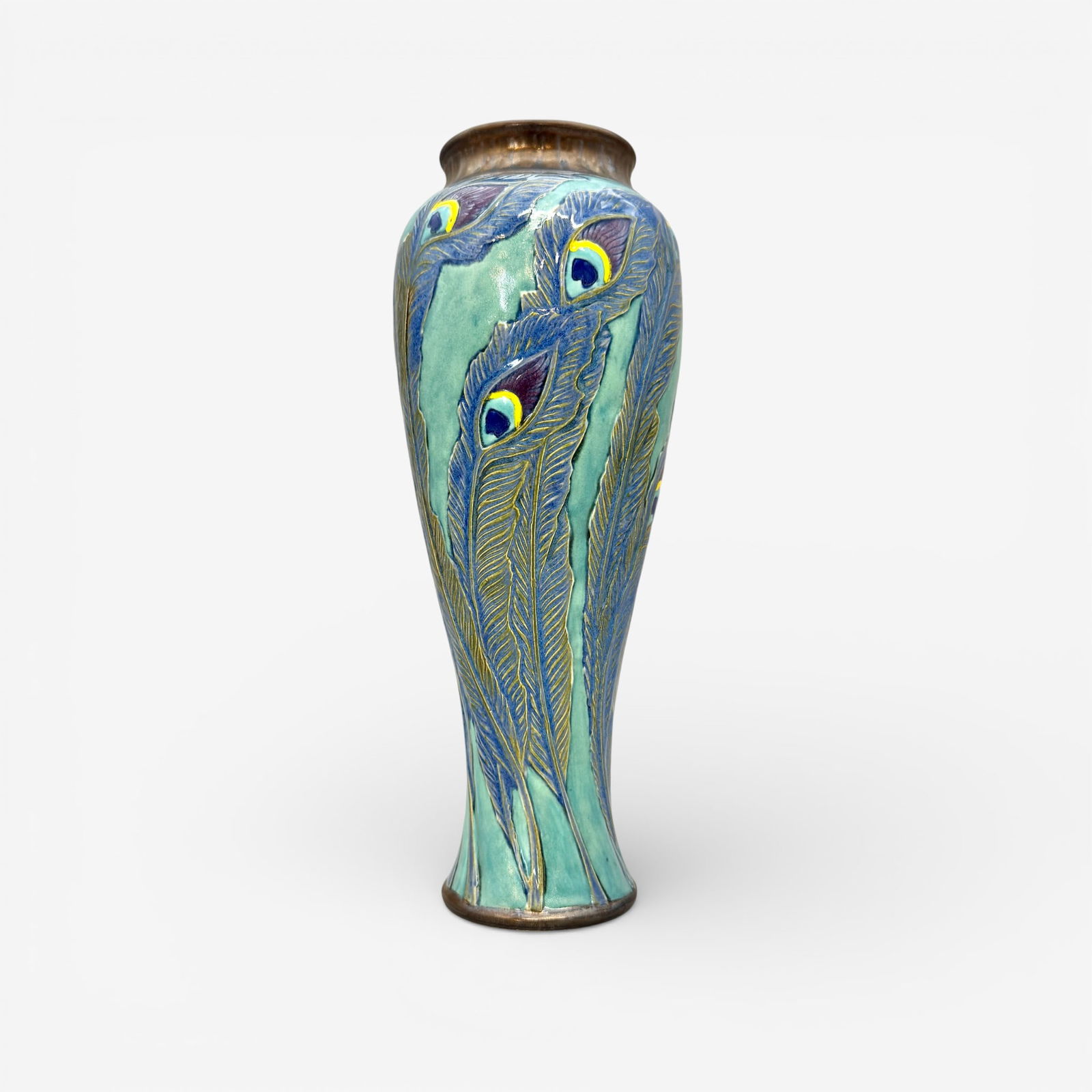 Stephanie Young porcelain vase, peacock feathers (1 of 5)
