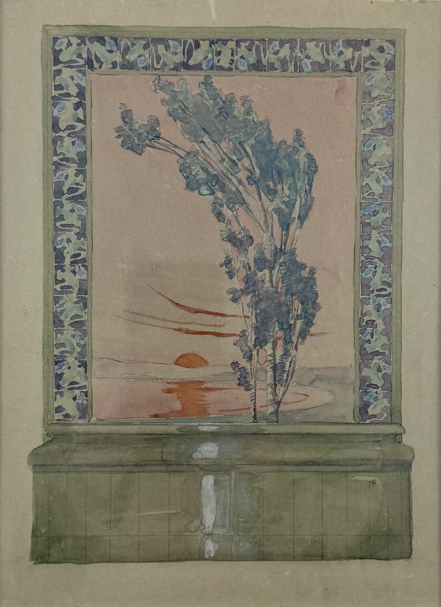 Original Rookwood watercolor for tile design (1 of 2)