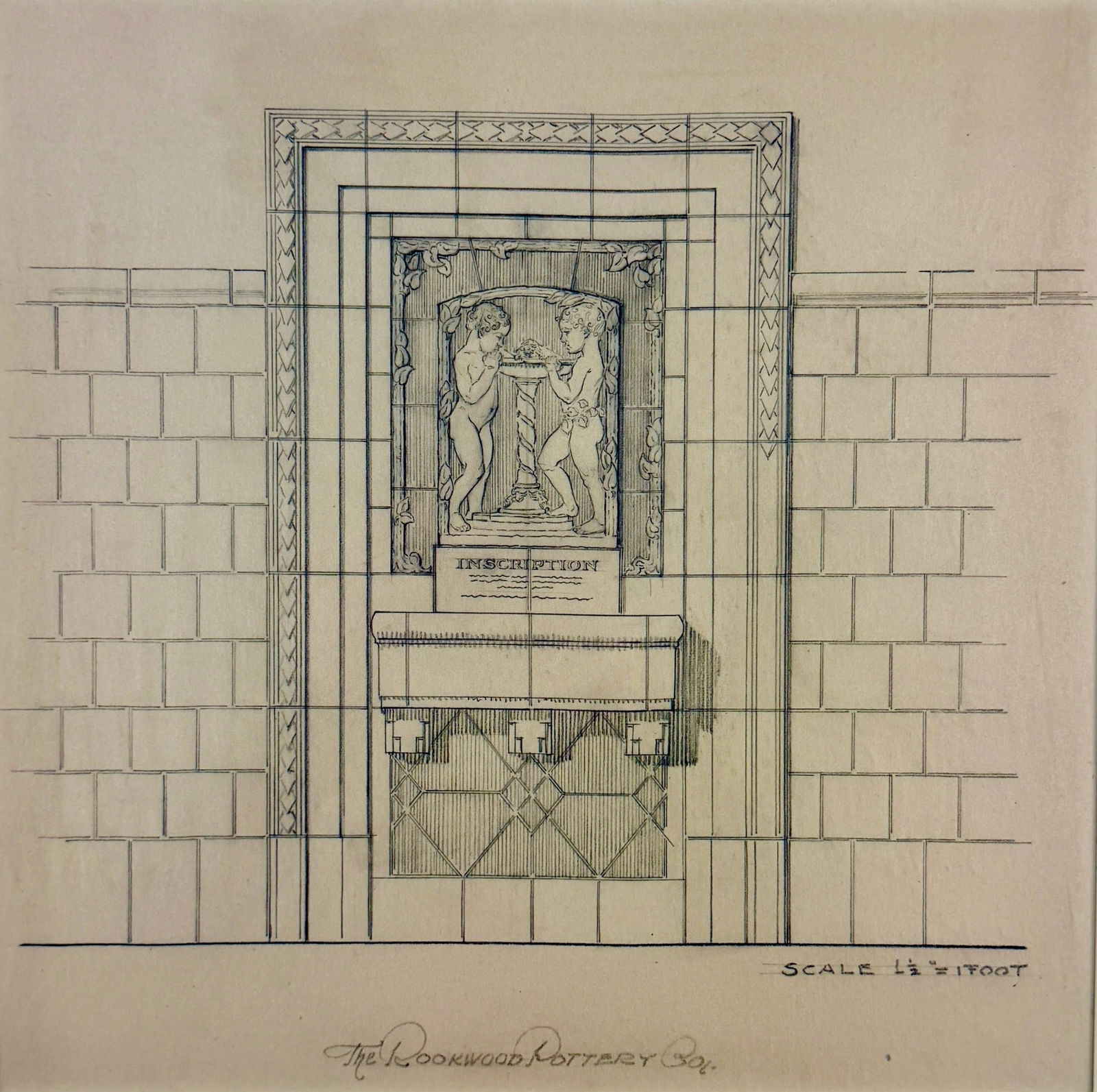 Original Rookwood sketch for tile installation (1 of 2)