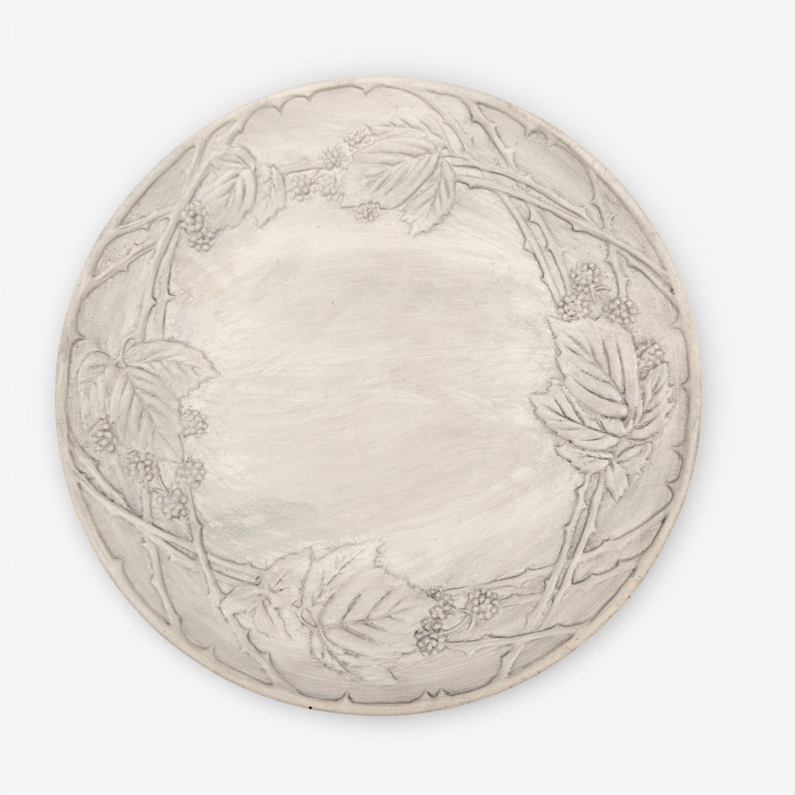 Roseville attribution, a bisque blackberry plate (1 of 5)