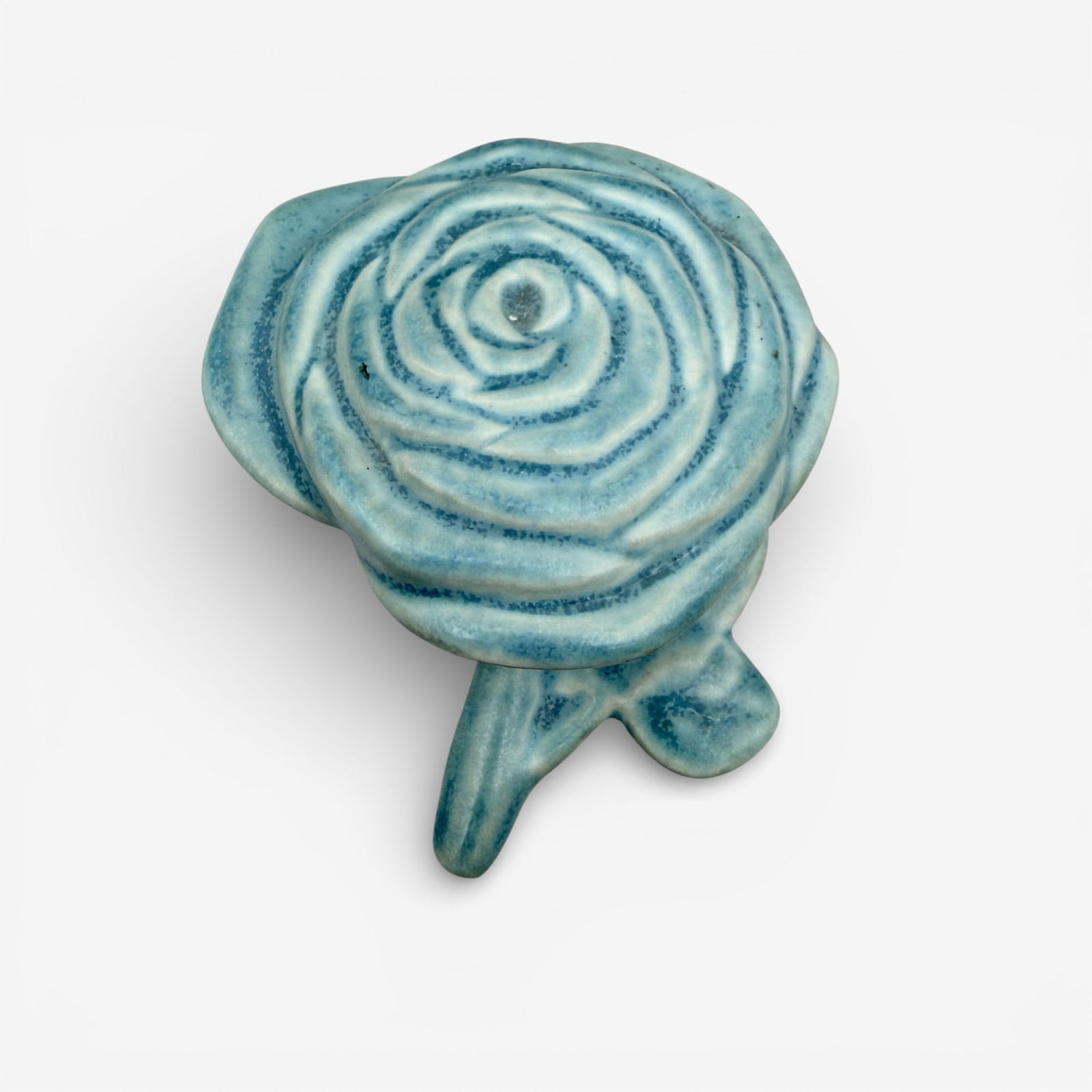 Rookwood Rose paperweight, blue mat, 1940 (1 of 3)