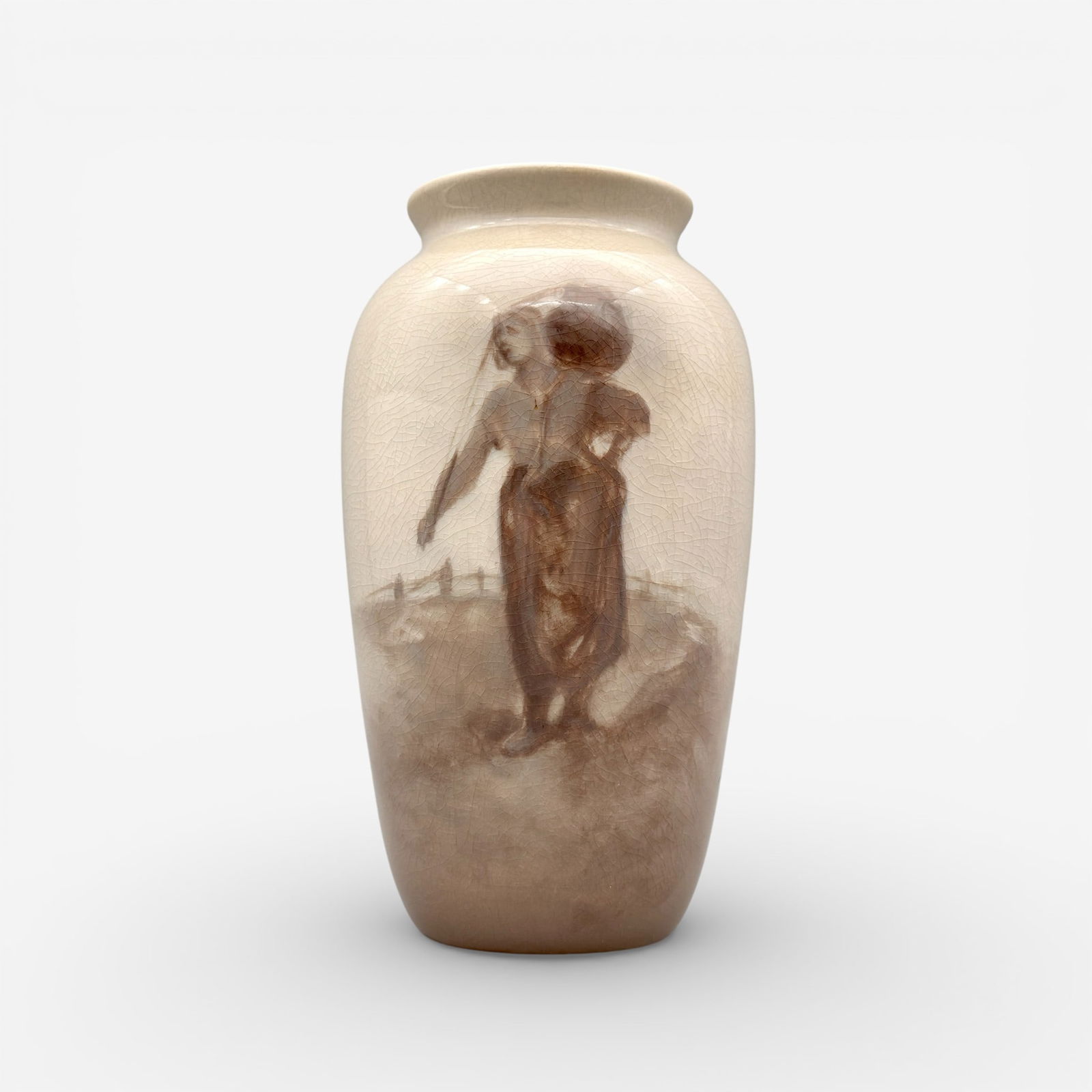Unusual Rookwood Iris vase, Woman with vessel, Wareham, 1896 (1 of 6)
