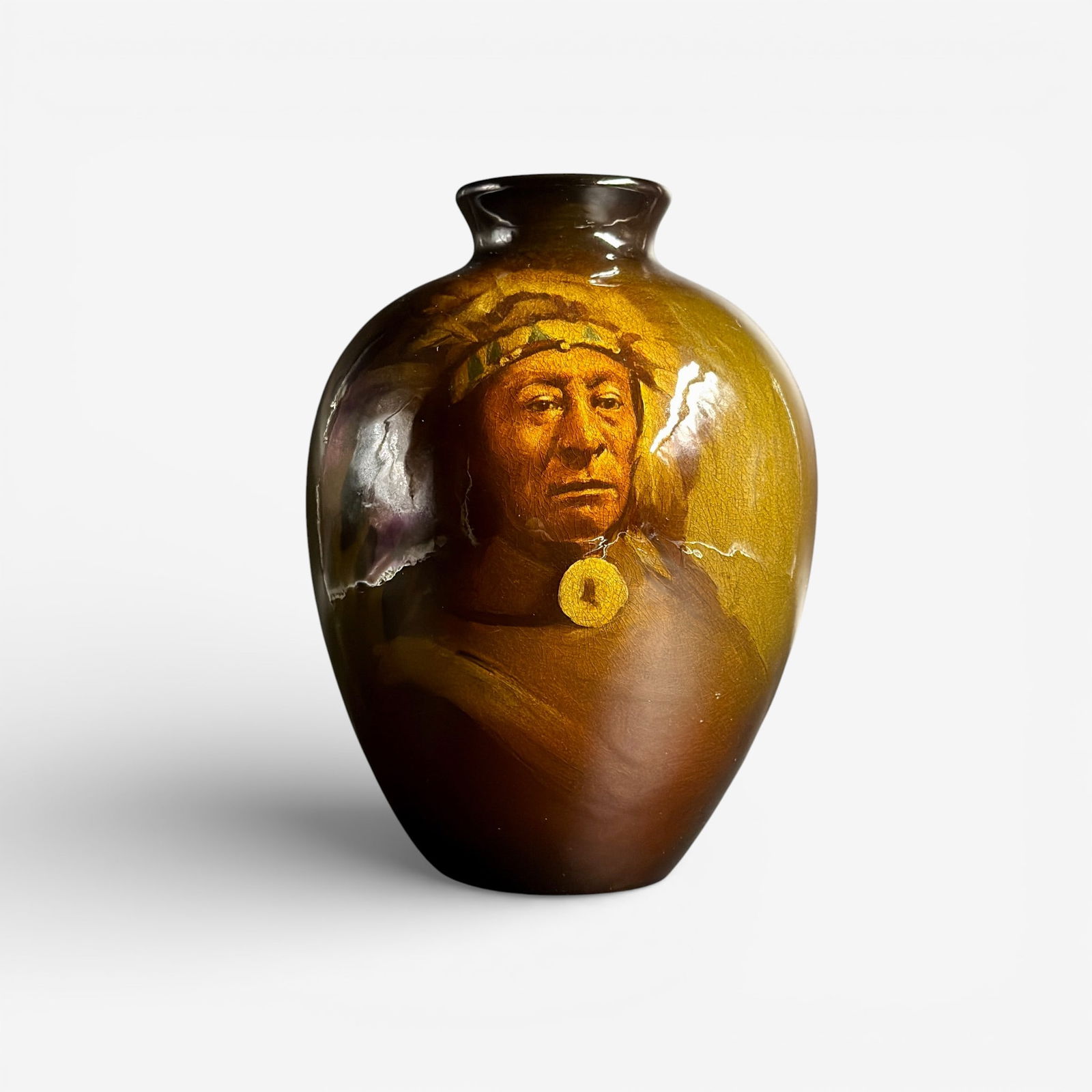 Rookwood Standard glaze vase, Chief Last Horse, Grace Young, 1901 (1 of 6)