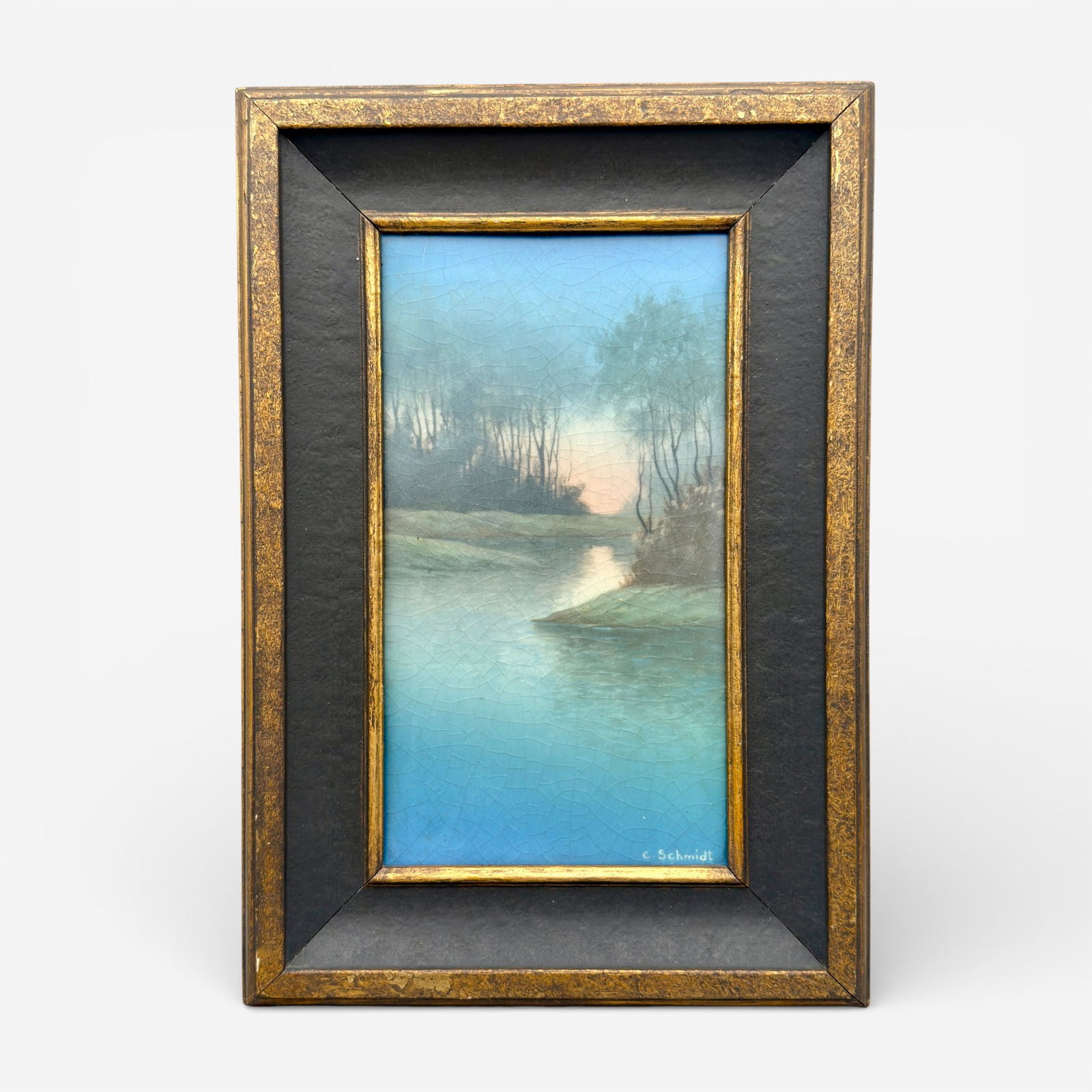 Rookwood Vellum glaze plaque, woodland, Schmidt, 1918. (1 of 6)