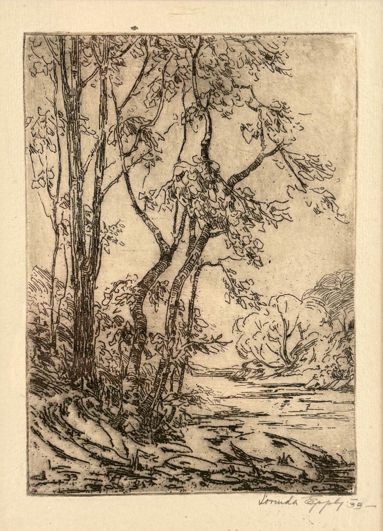 Three nicely framed Lorinda Epply etchings - 2