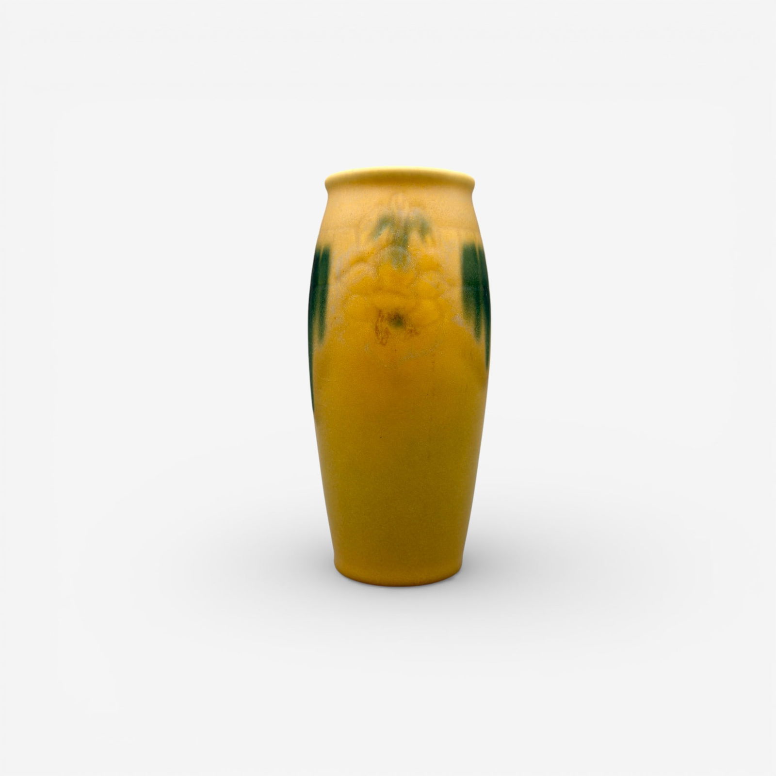 Rookwood yellow Mat vase, incised flowers, LNL, 1919 (1 of 5)