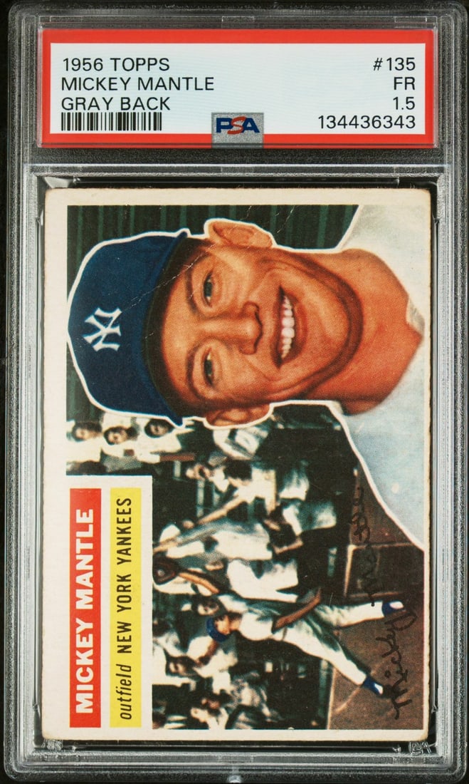 1956 Topps 135 Mickey Mantle Gray Back PSA 1.5 (1 of 2)