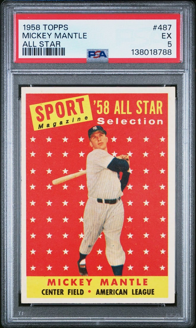 1958 Topps 487 Mickey Mantle All Star PSA 5 (1 of 2)