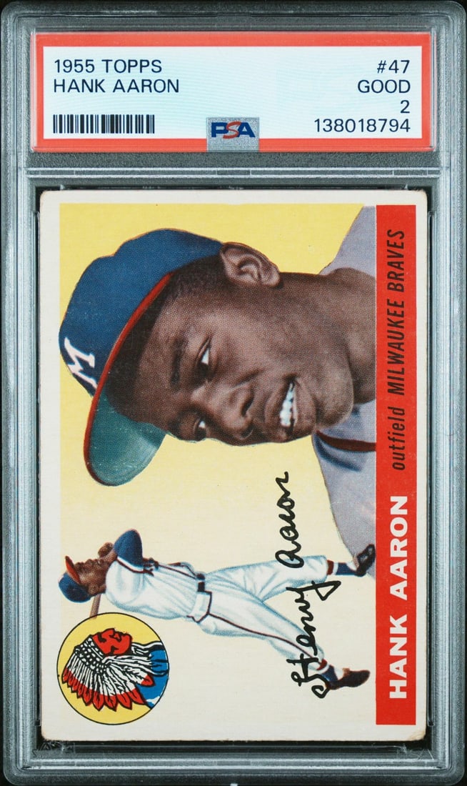 1955 Topps 47 Hank Aaron PSA 2: 1955 Topps 47 Hank Aaron PSA 2
