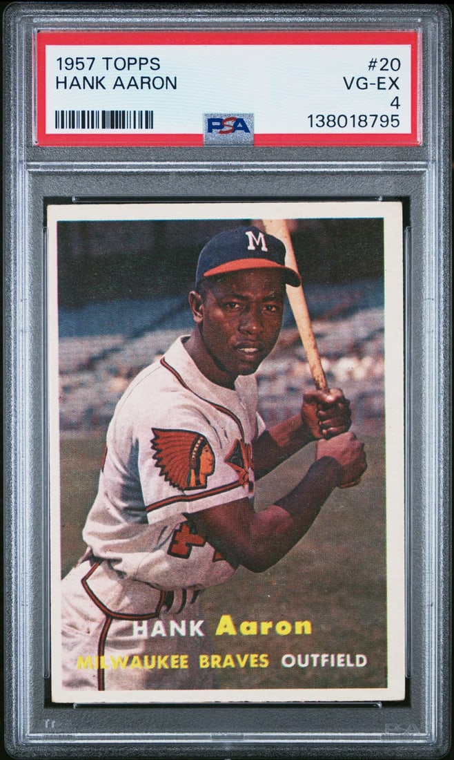 1957 Topps 20 Hank Aaron PSA 4: 1957 Topps 20 Hank Aaron PSA 4