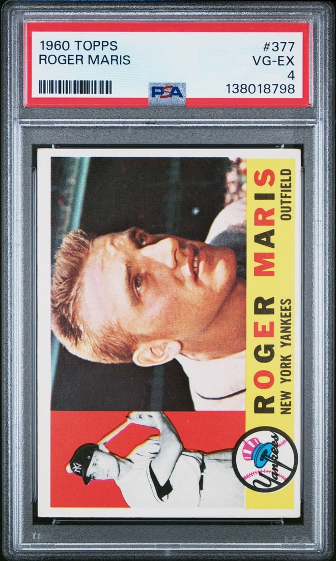 1960 Topps 377 Roger Maris PSA 4: 1960 Topps 377 Roger Maris PSA 4
