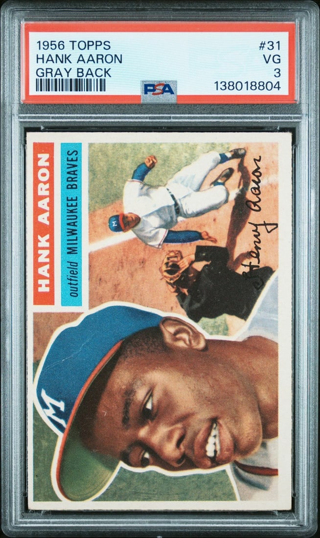 1956 Topps 31 Hank Aaron Gray Back PSA 3: 1956 Topps 31 Hank Aaron Gray Back PSA 3