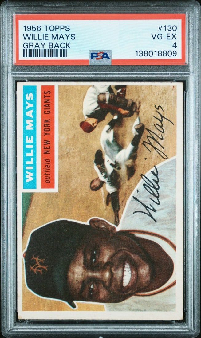 1956 Topps 130 Willie Mays Gray Back PSA 4: 1956 Topps 130 Willie Mays Gray Back PSA 4