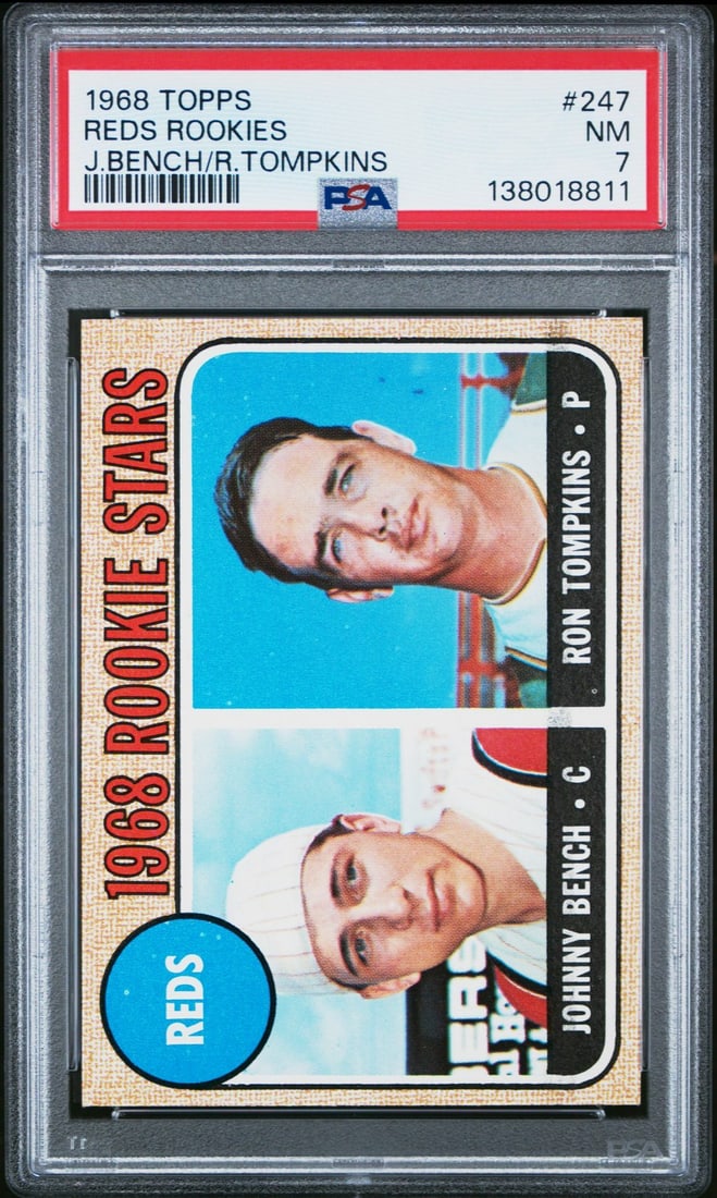 1968 Topps 247 Reds Rookies Johnny Bench/Ron Tompkins PSA 7: 1968 Topps 247 Reds Rookies Johnny Bench/Ron Tompkins PSA 7