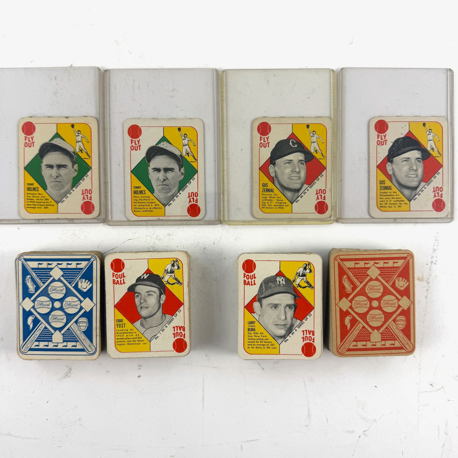 1951 Topps Red Back/Blue Back Complete Set Including Zerniel and Holmes: 108 Total cards, a complete set of 1951 Topps Red Back/Blue Backs, with an additional set of Tommy Holmes #52 both biographies, as well as an additional set of Gus Zernial #36 with both biographies.