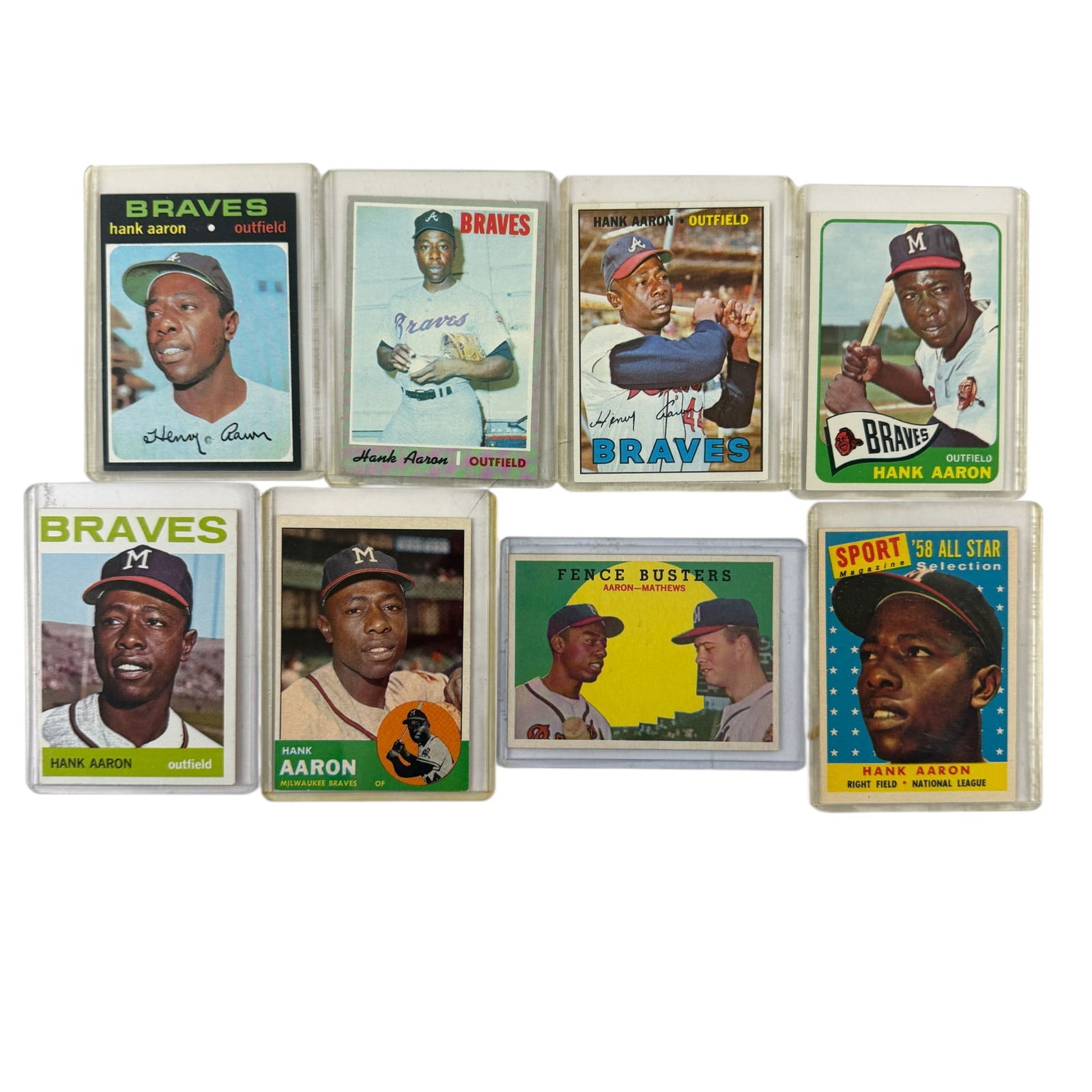 Hank Aaron Grouping of Baseball Cards (1 of 9)