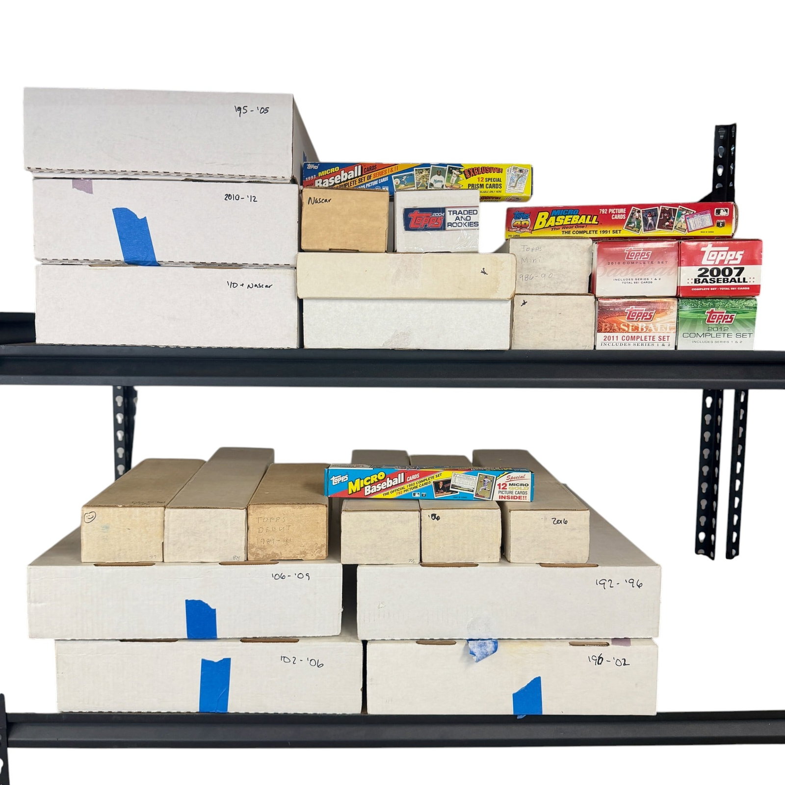 Gargantuan Topps Baseball Complete Sets Collection: Outstanding group for a card purveyor or complete set filler, a lot comprised of Topps baseball complete sets from 1992-2006, as well as 2010-2012, some Topps micro sets from 1991-1993, and several bo