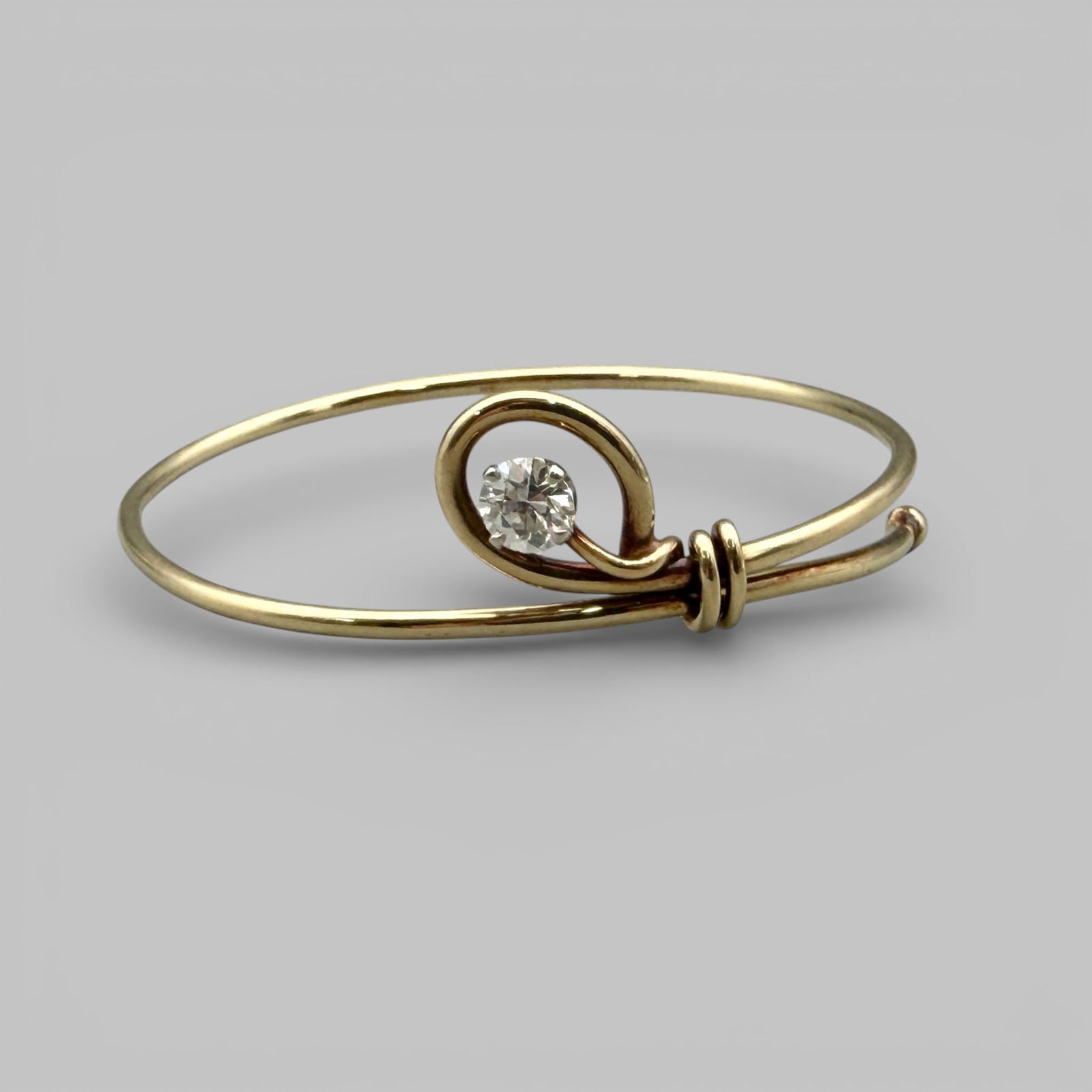 14K Yellow Gold Bangle with approx 1 ct. Diamond (1 of 6)