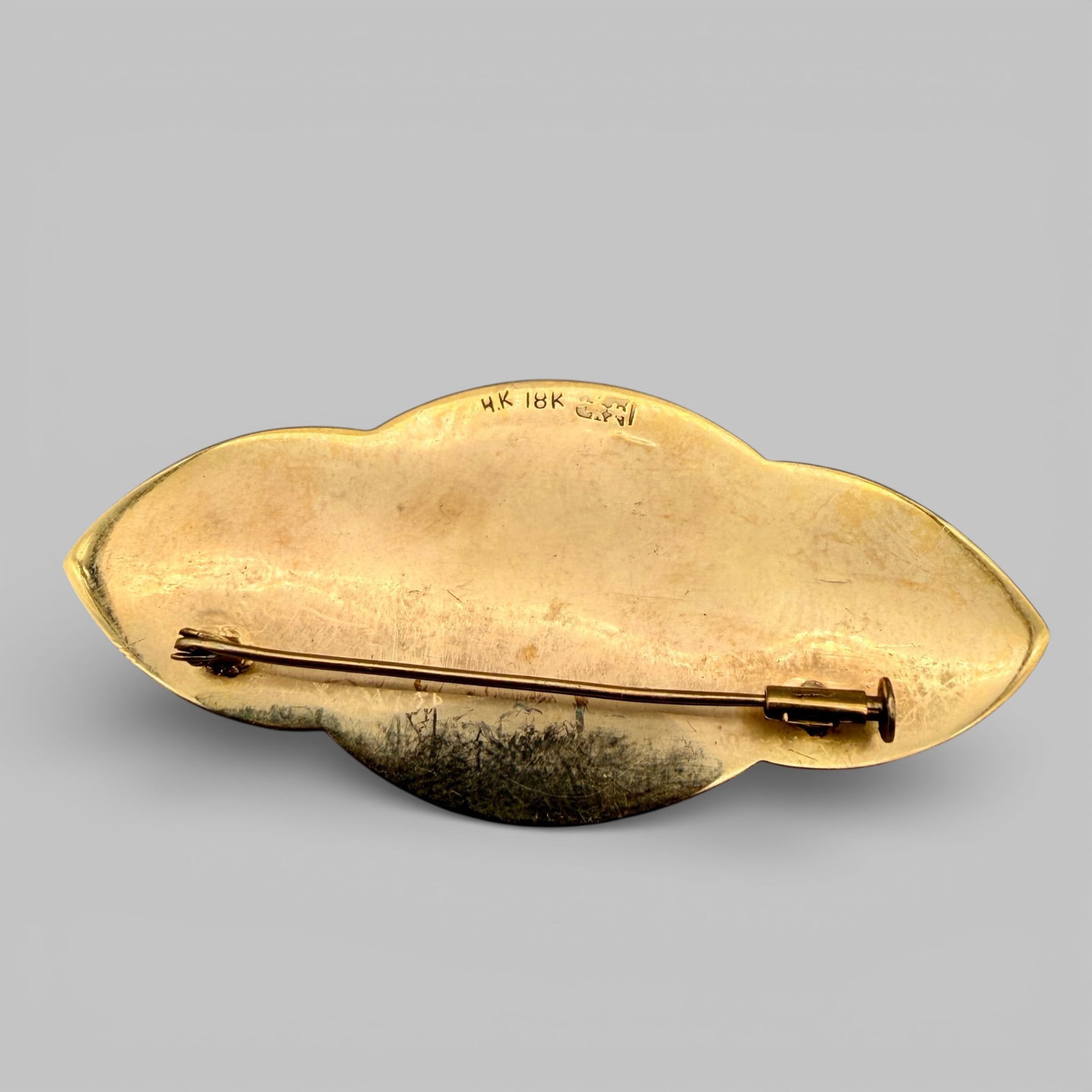 18k Gold Brooch with Inset Ruby - 2