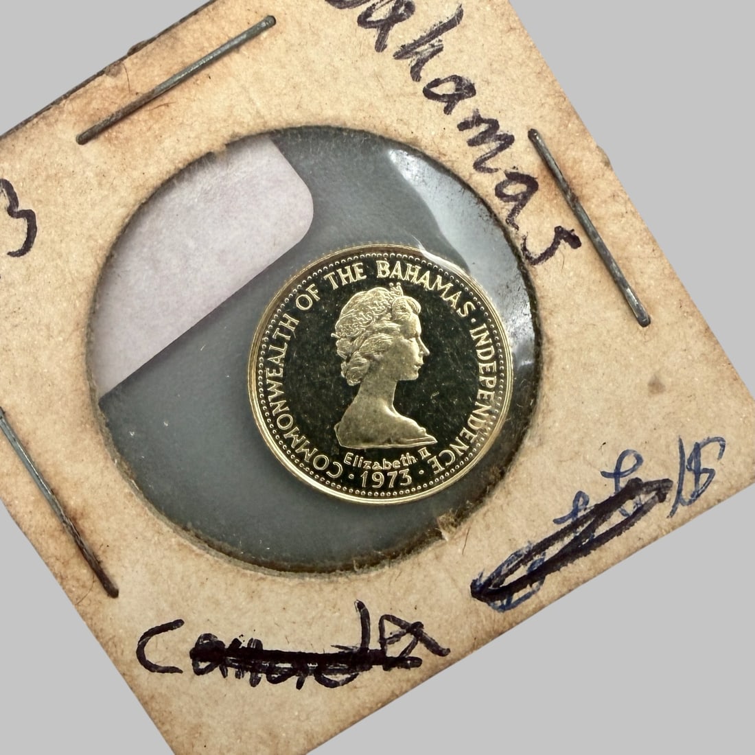 Bahamas Elizabeth II Ten Dollar Gold: Dated 1973. Mint BU.