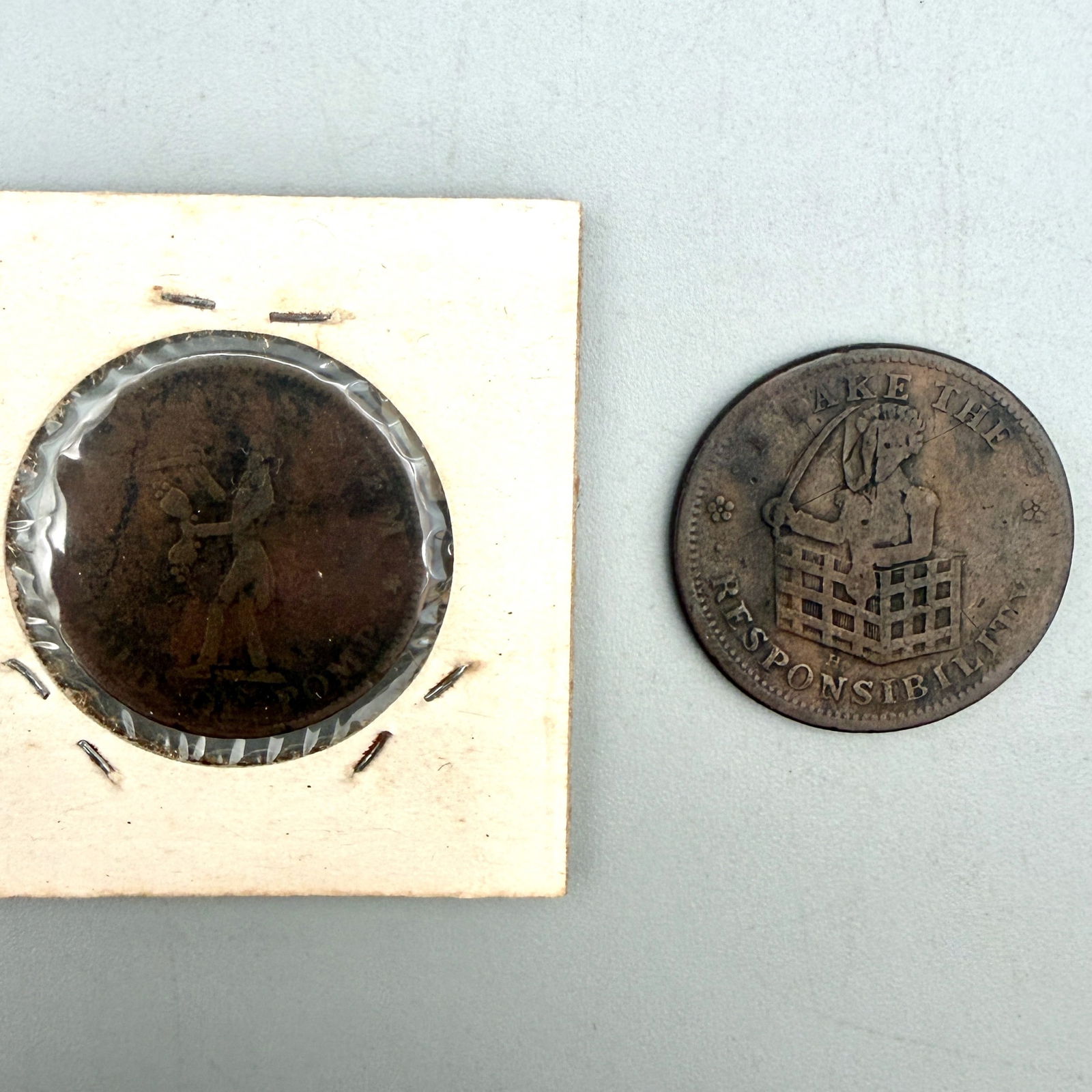 Pair of Andrew Jackson Hard Time Tokens (1 of 4)