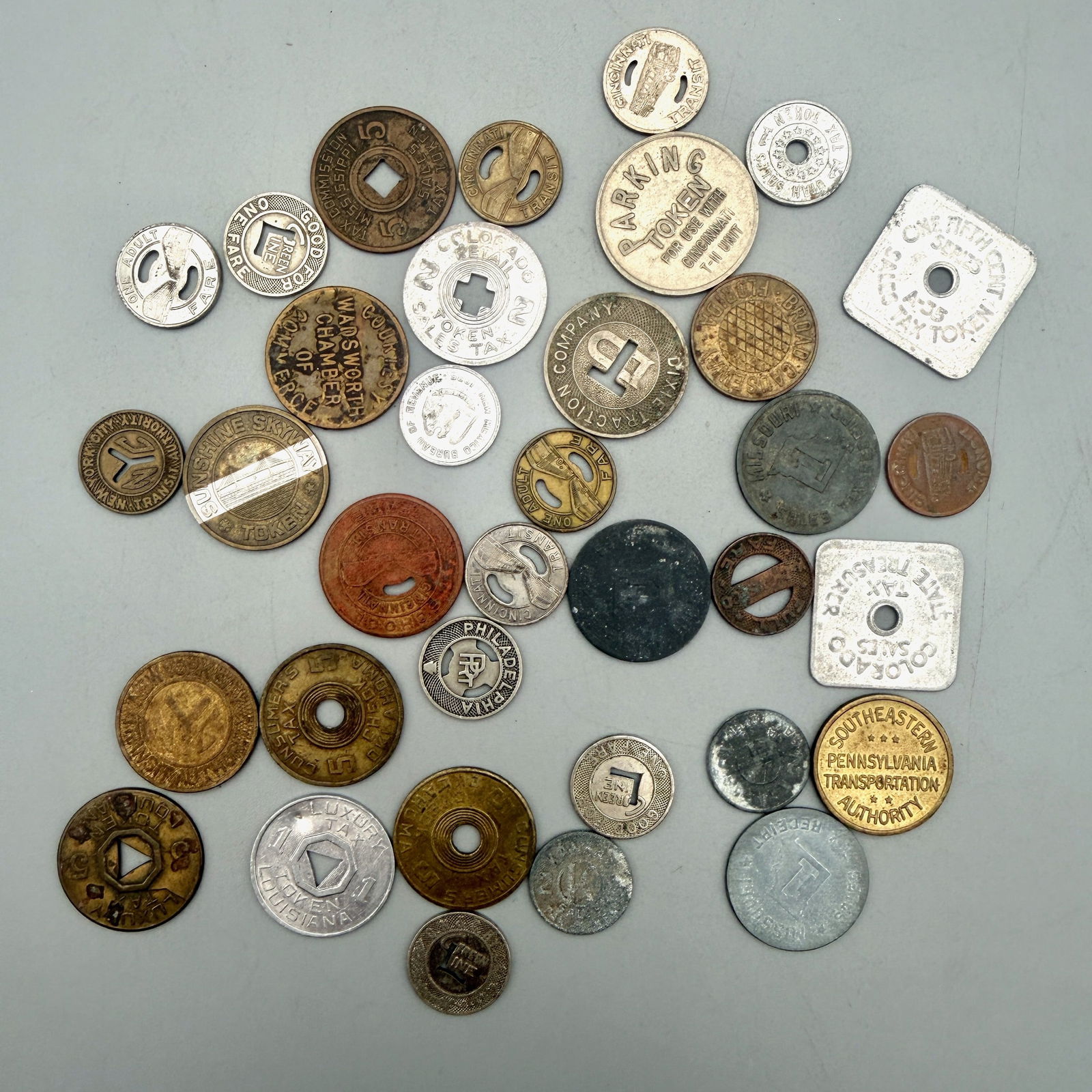 Large Group of Tax & Transit Tokens (1 of 1)