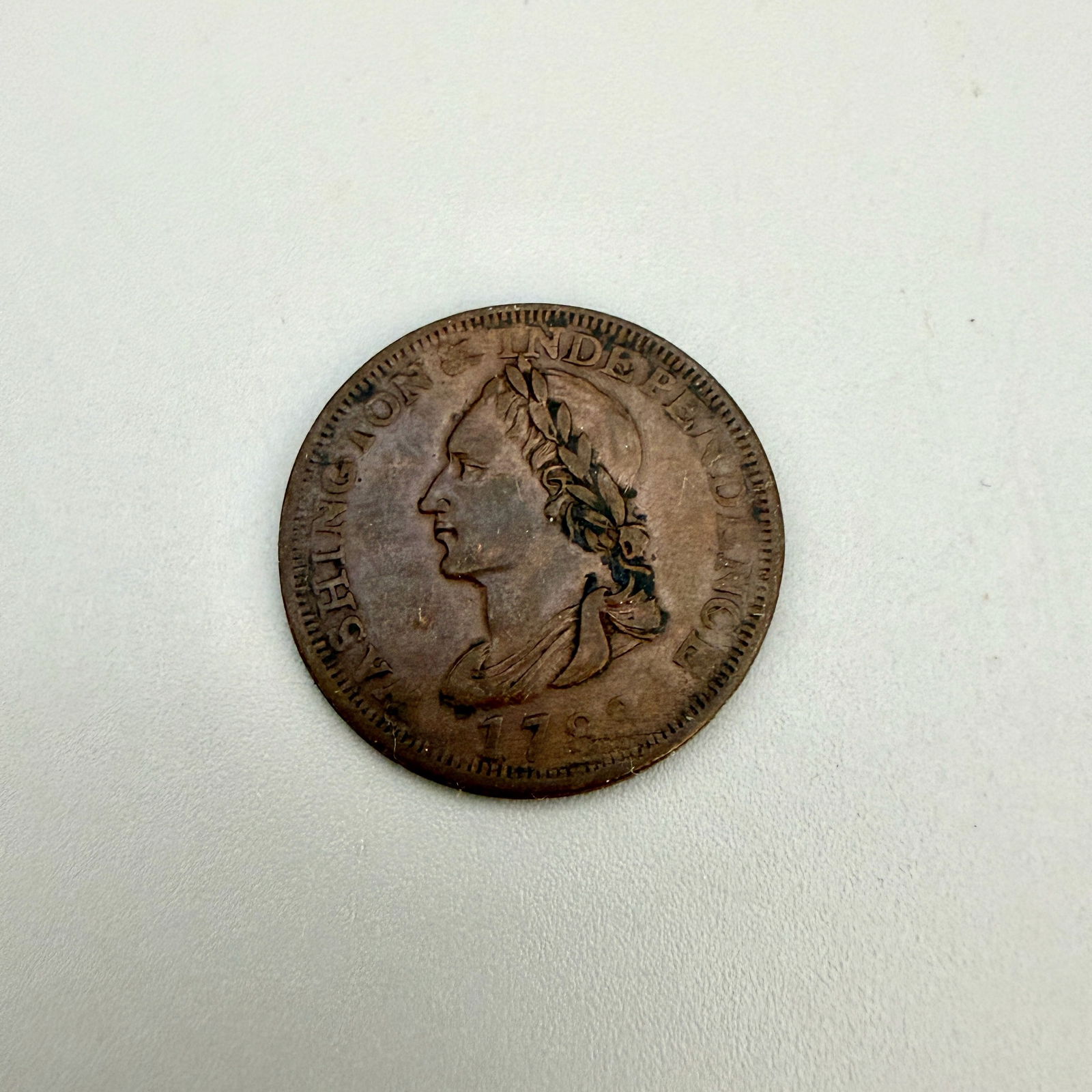 1783 Washington “Unity States” Cent: 1783 Washington “Unity States” Cent -Obverse with Washington bust facing left with laurel wreath in hair with surrounding inscription “Washington & Independence”, and date below bust,