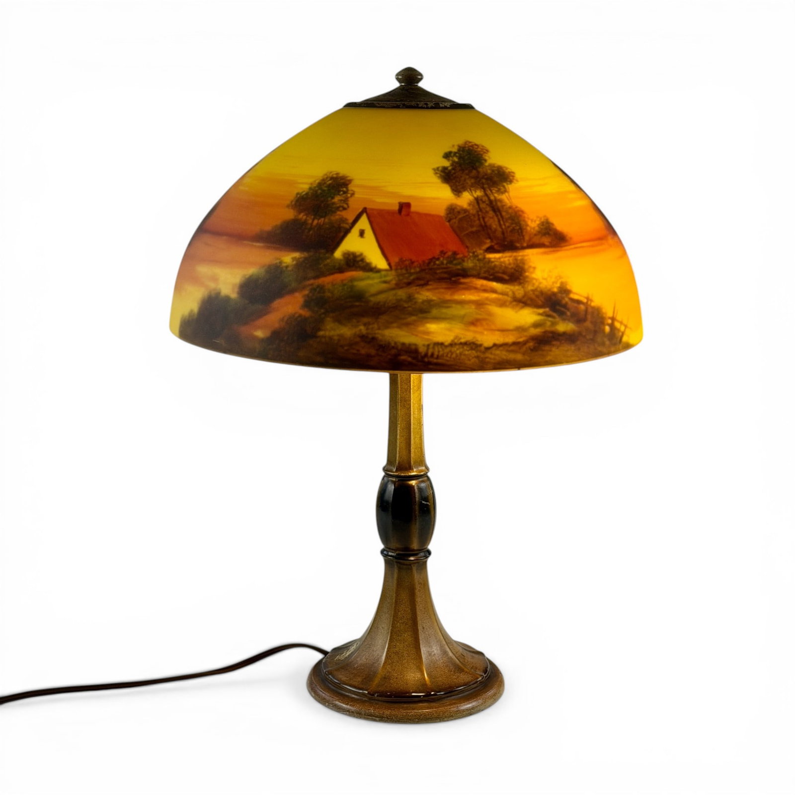 Antique Jefferson Reverse Painted Scenic Landscape Table Lamp (1 of 8)