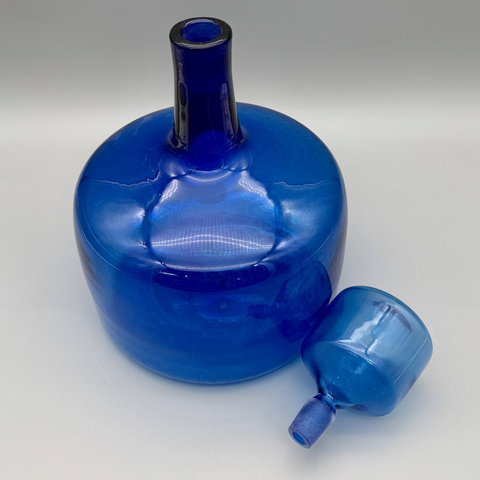 Large Blue Blenko Glass Jug - 3