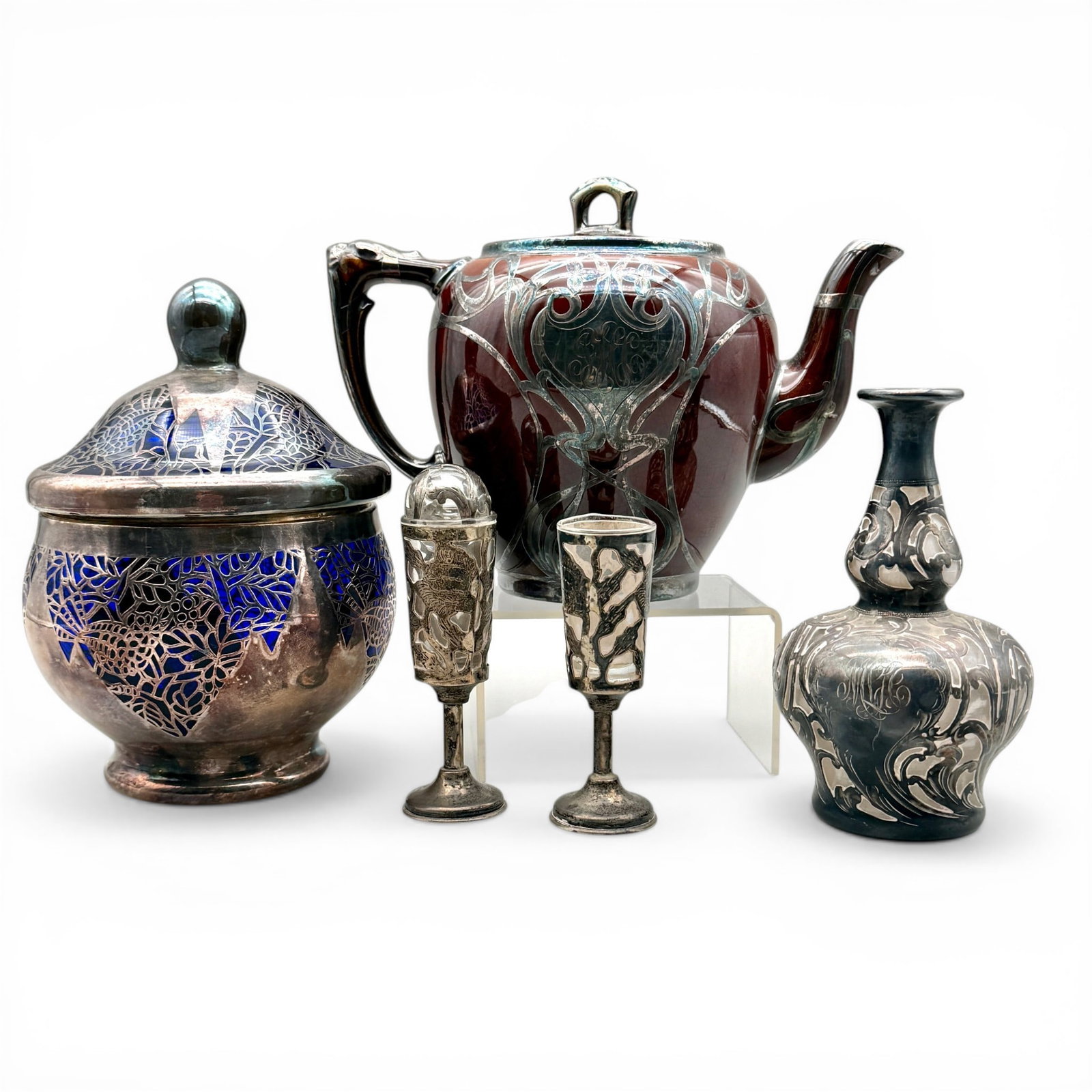 Group of Silver Overlay Glass and Pottery (1 of 10)