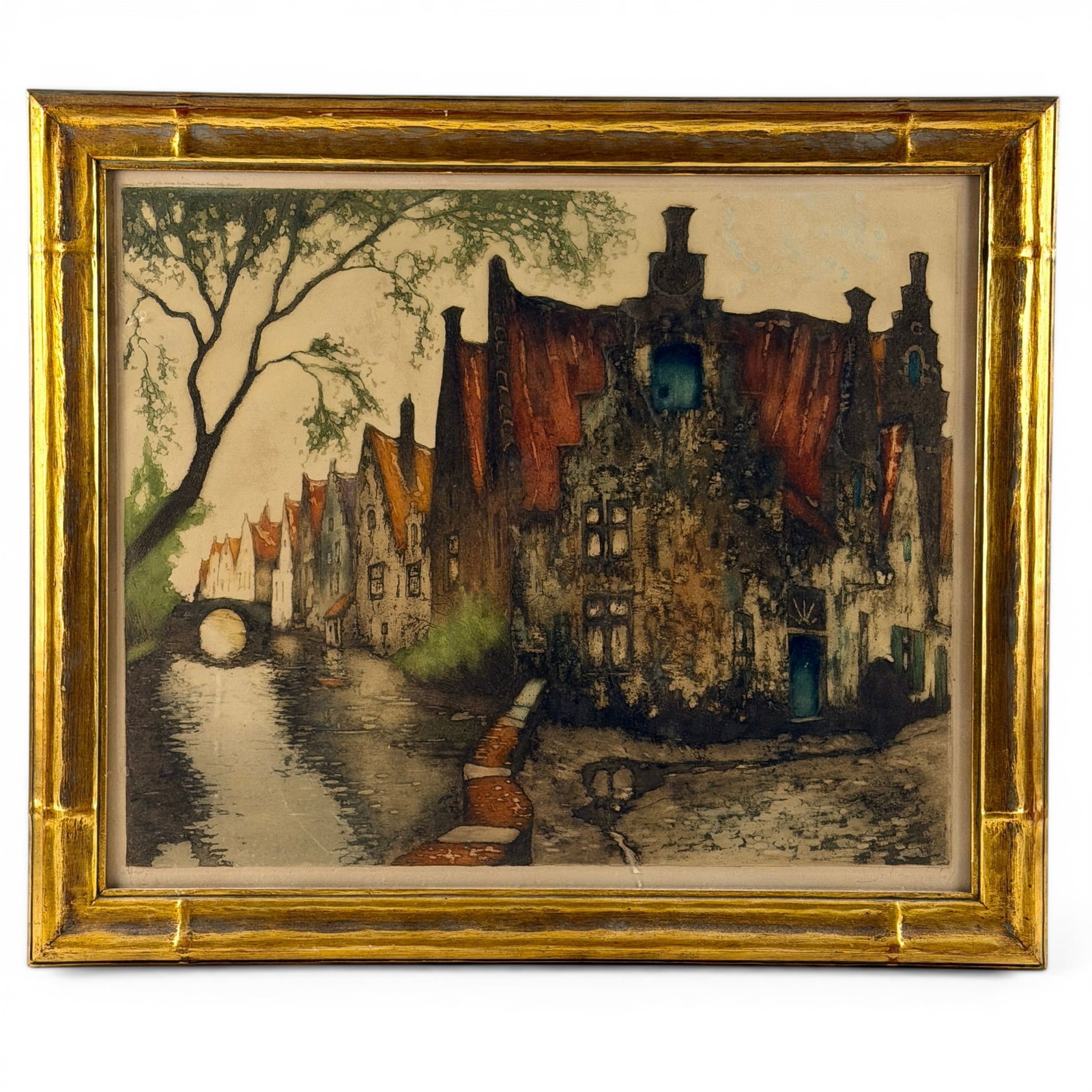 Pair of Lithographs, Lord and Celos: A lithograph by Belgian artist, Julien Celos and another by Elyse Ashe Lord titled "Young Girl with Cymbals". Framed size of largest: 23" ht. x 26" wd.