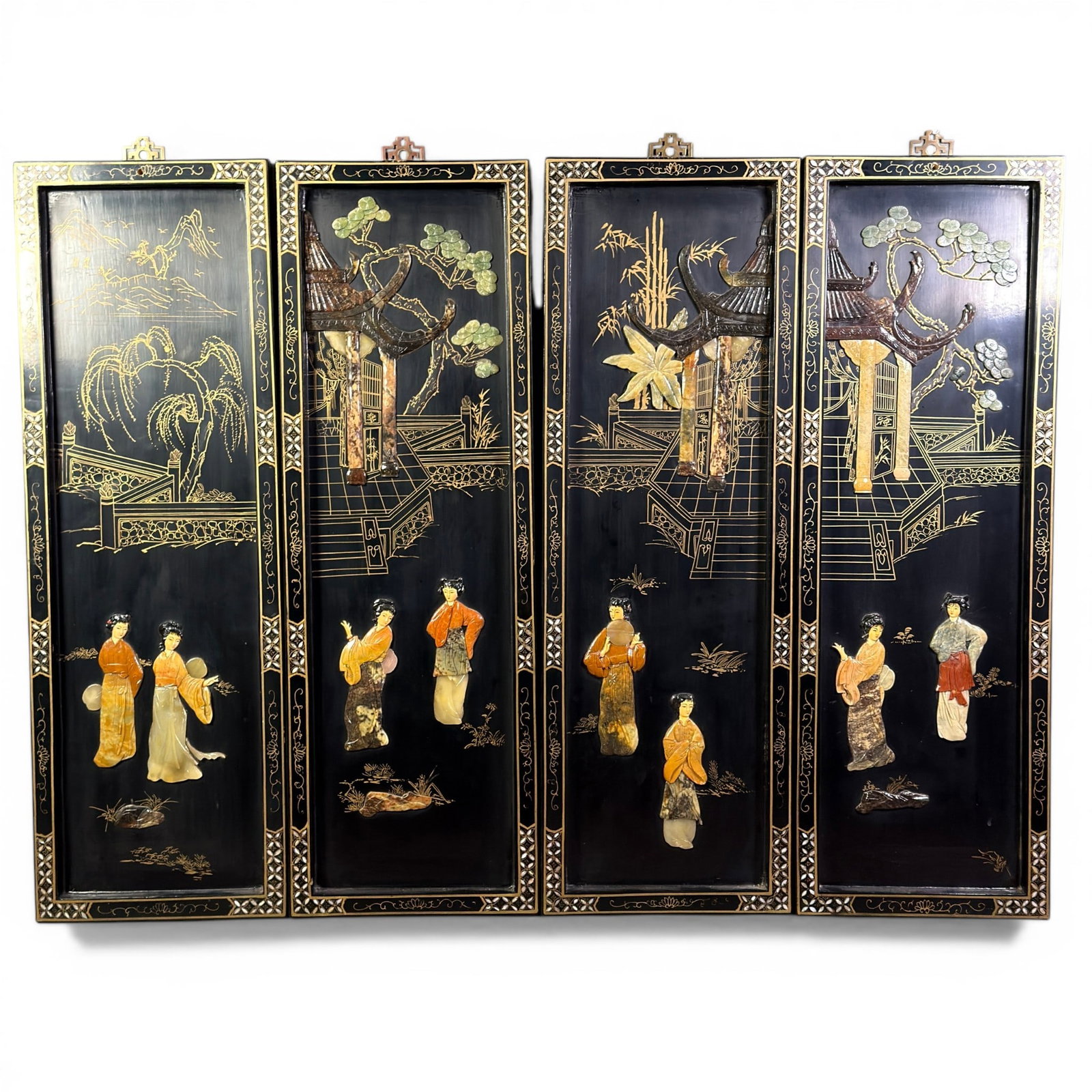 8 Panel Chinese Hardstone Screen - 2